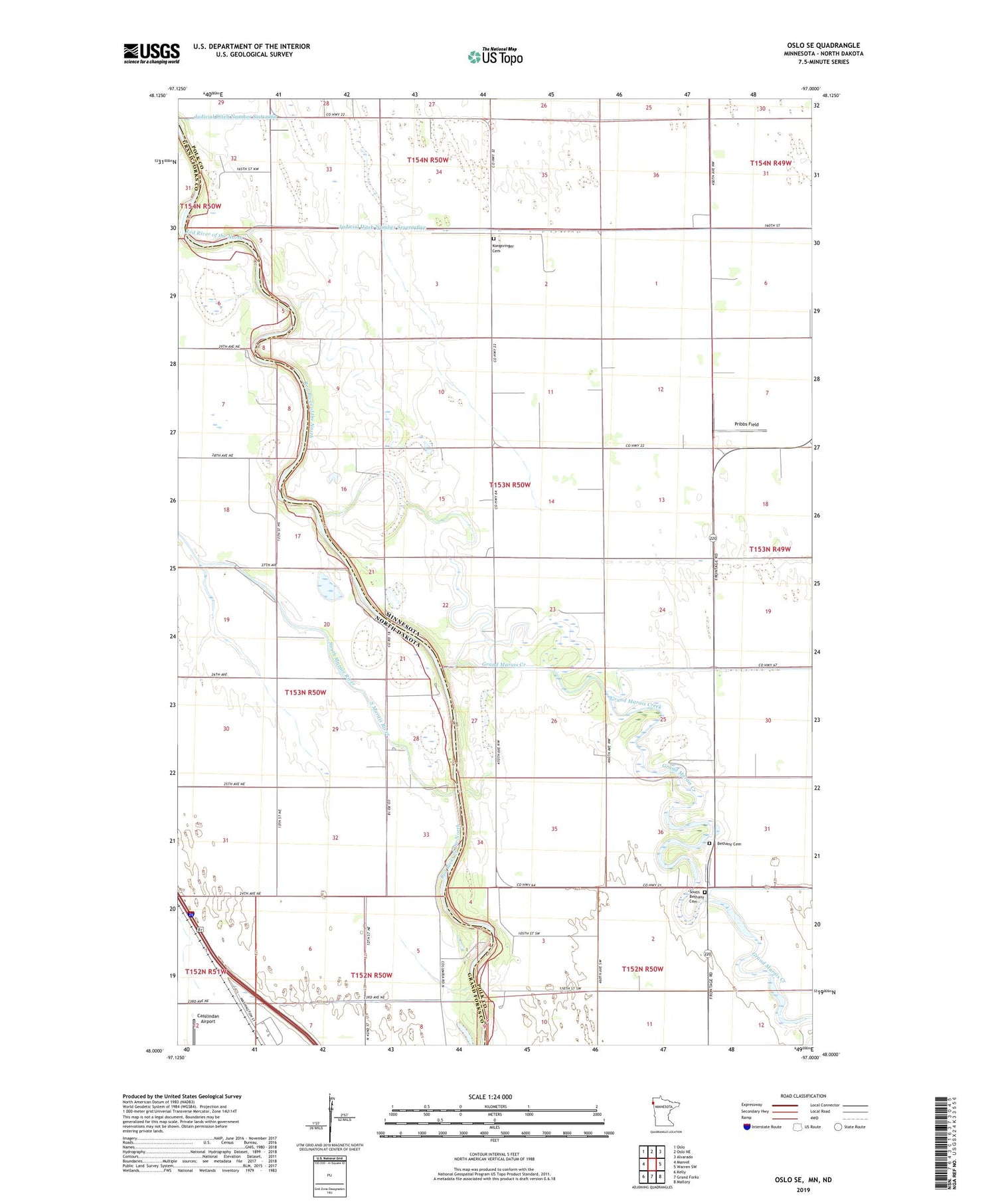 Oslo SE Minnesota US Topo Map Image