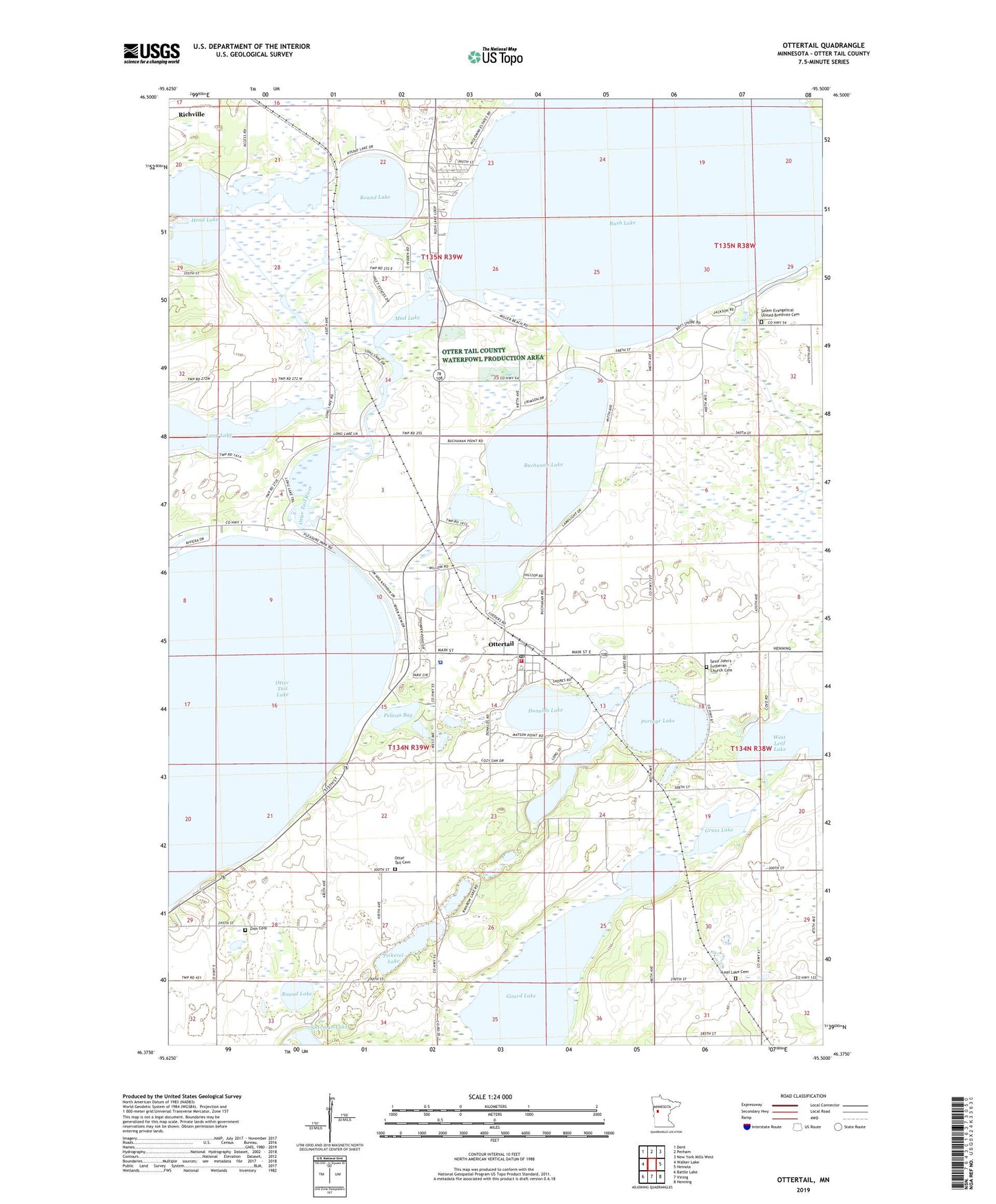 Ottertail Minnesota US Topo Map Image