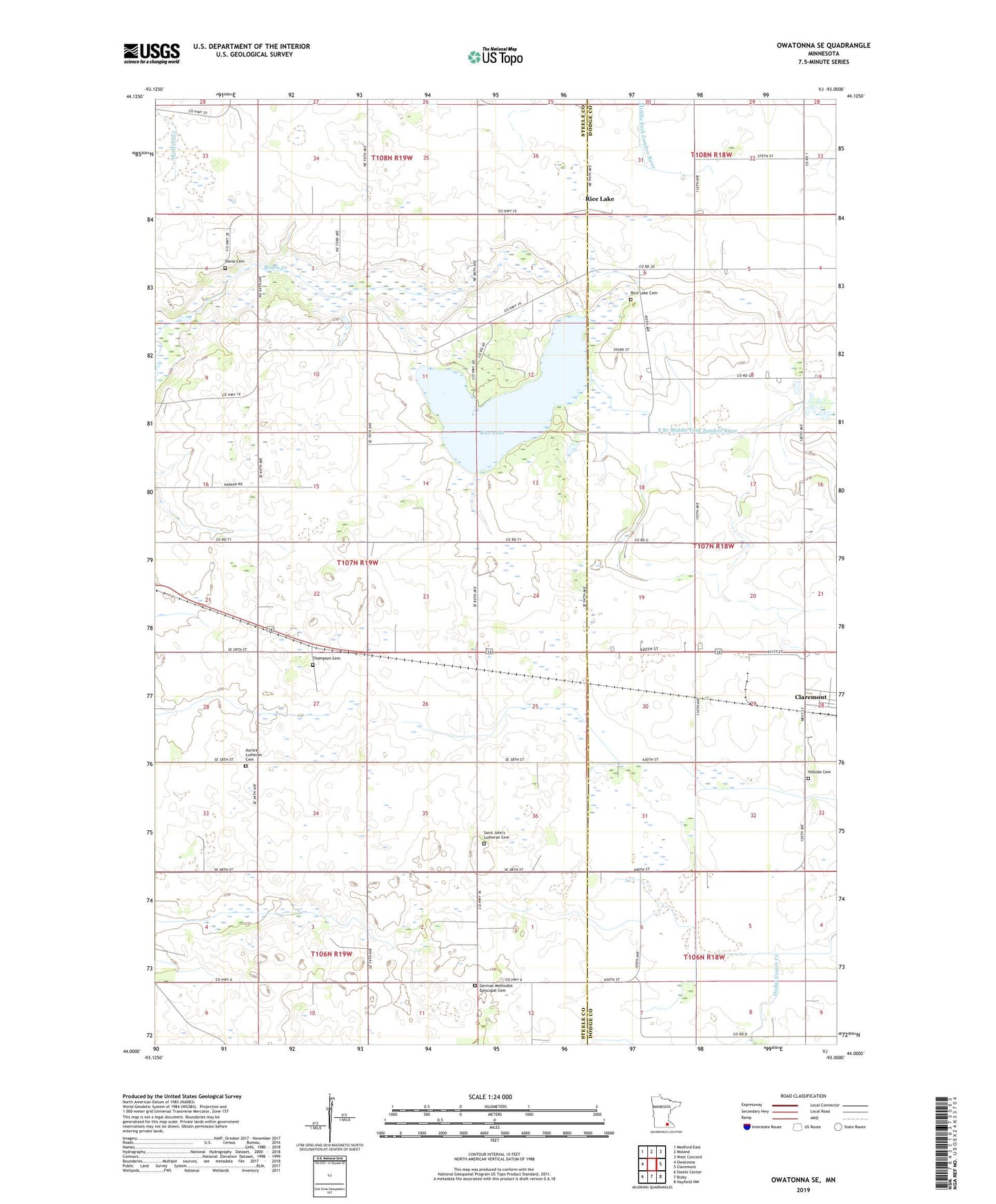 Owatonna SE Minnesota US Topo Map Image