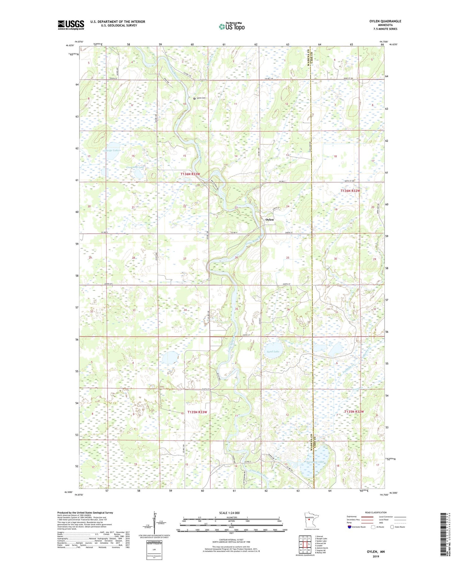 Oylen Minnesota US Topo Map Image