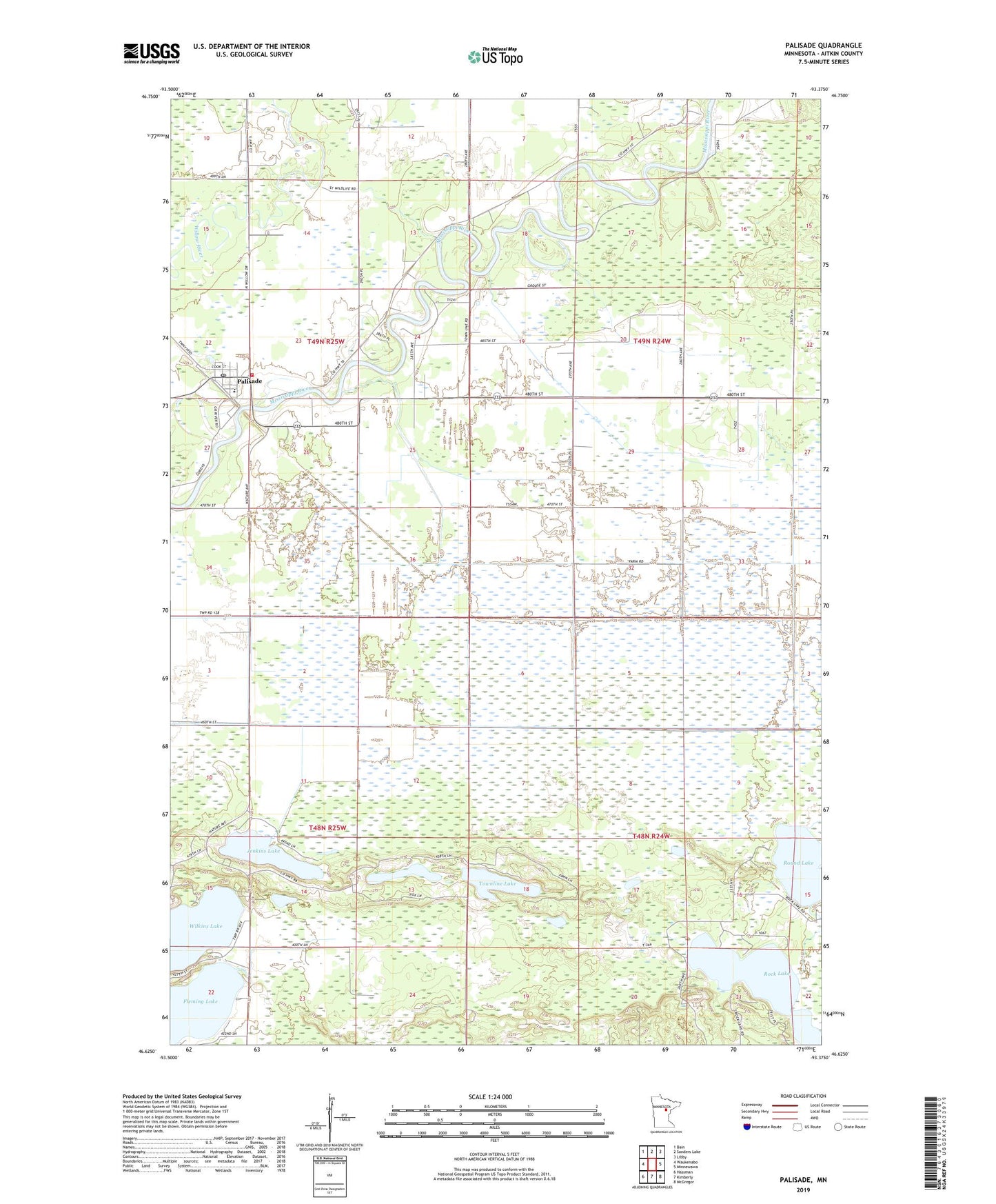 Palisade Minnesota US Topo Map Image