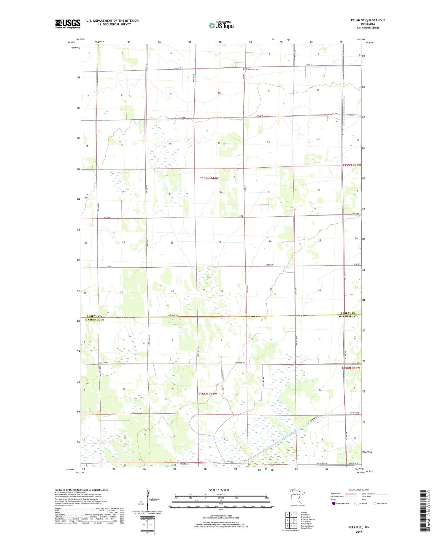 Pelan SE Minnesota US Topo Map Image