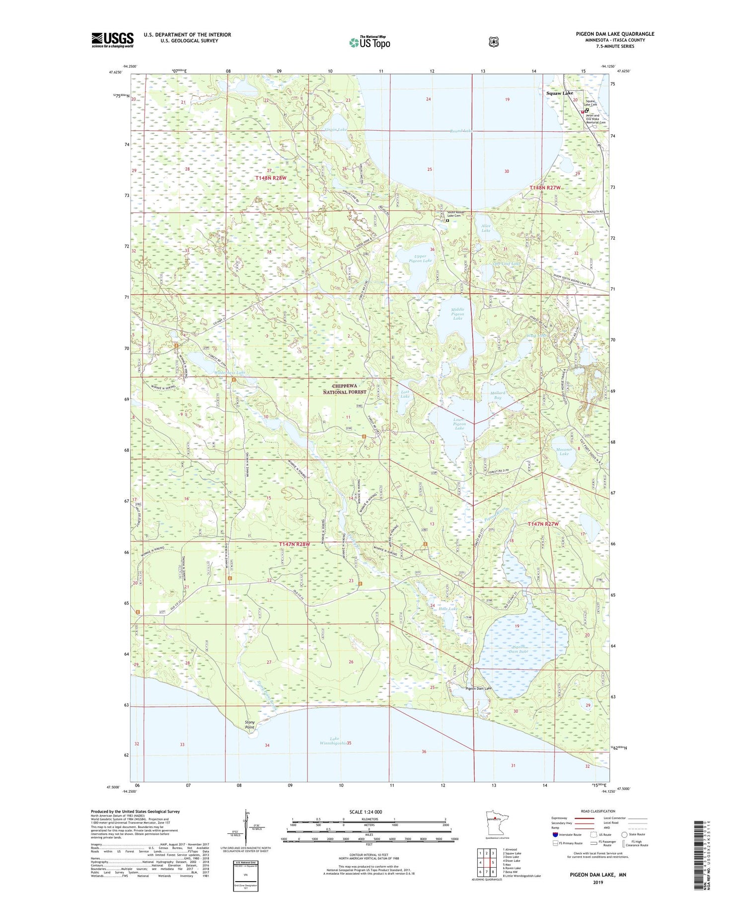 Pigeon Dam Lake Minnesota US Topo Map Image