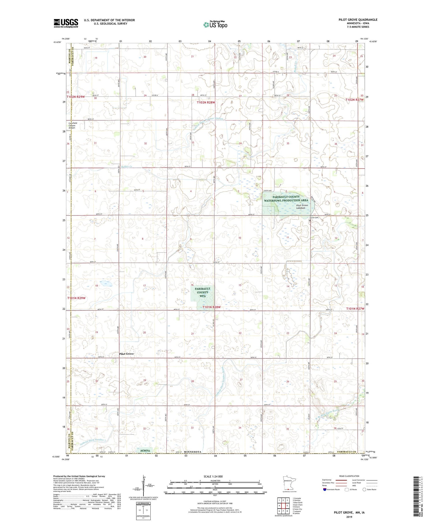 Pilot Grove Minnesota US Topo Map Image