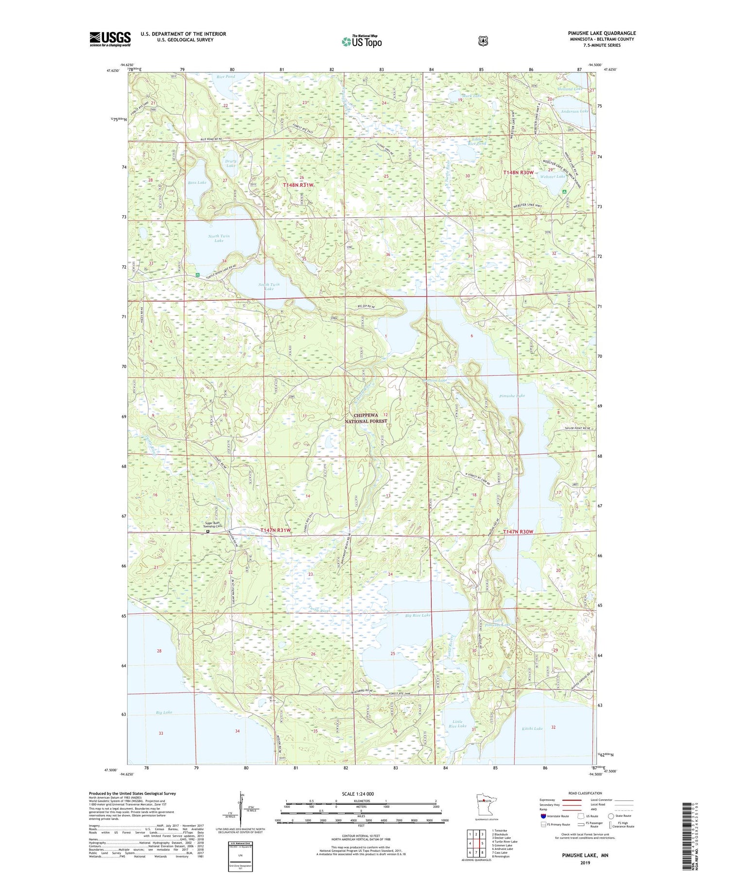 Pimushe Lake Minnesota US Topo Map Image