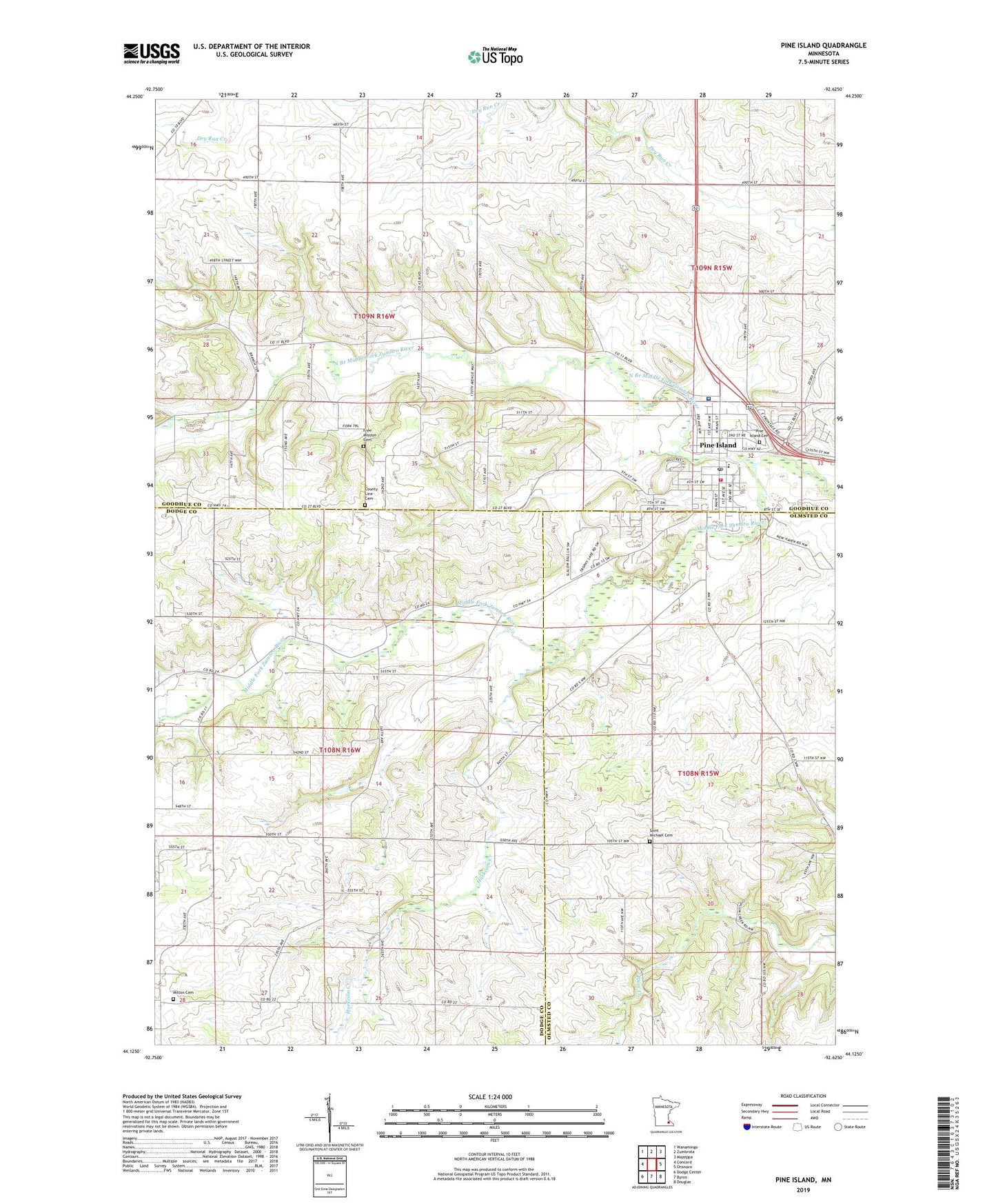 Pine Island Minnesota US Topo Map Image