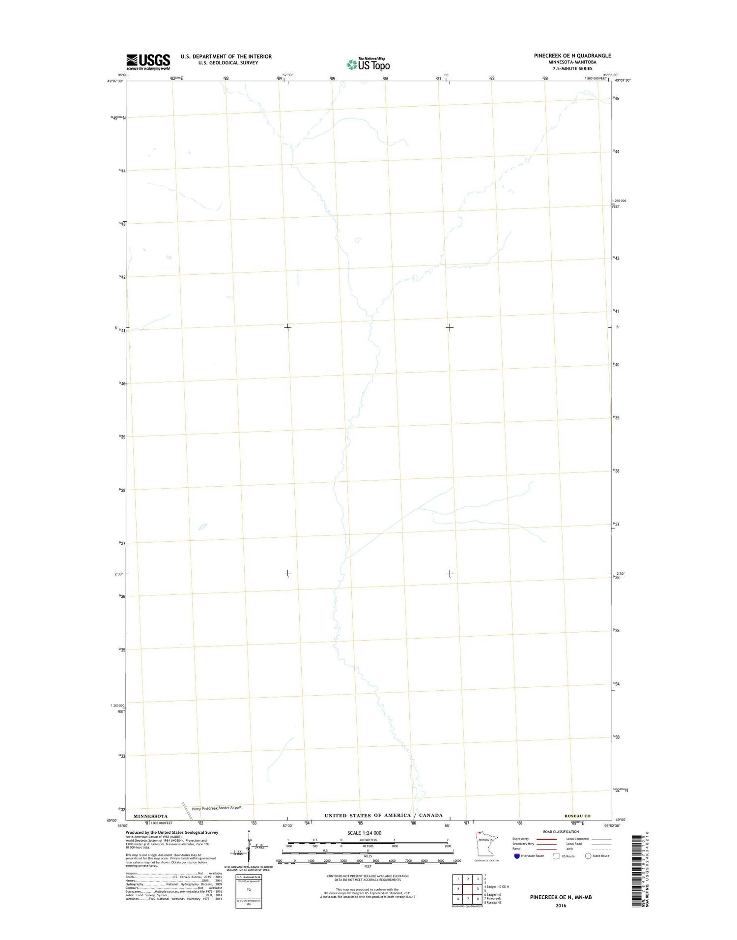 Pinecreek OE N Minnesota US Topo Map Image