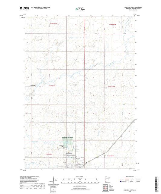 Pipestone North Minnesota US Topo Map Image