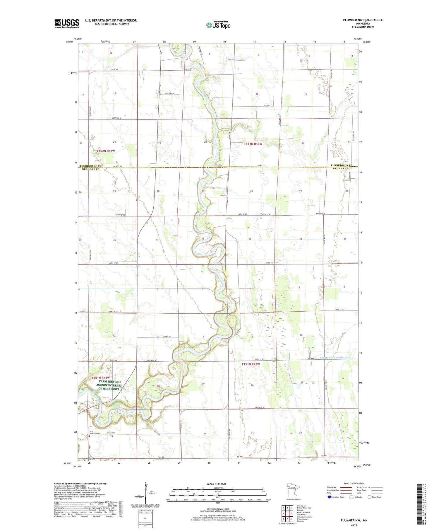 Plummer NW Minnesota US Topo Map Image