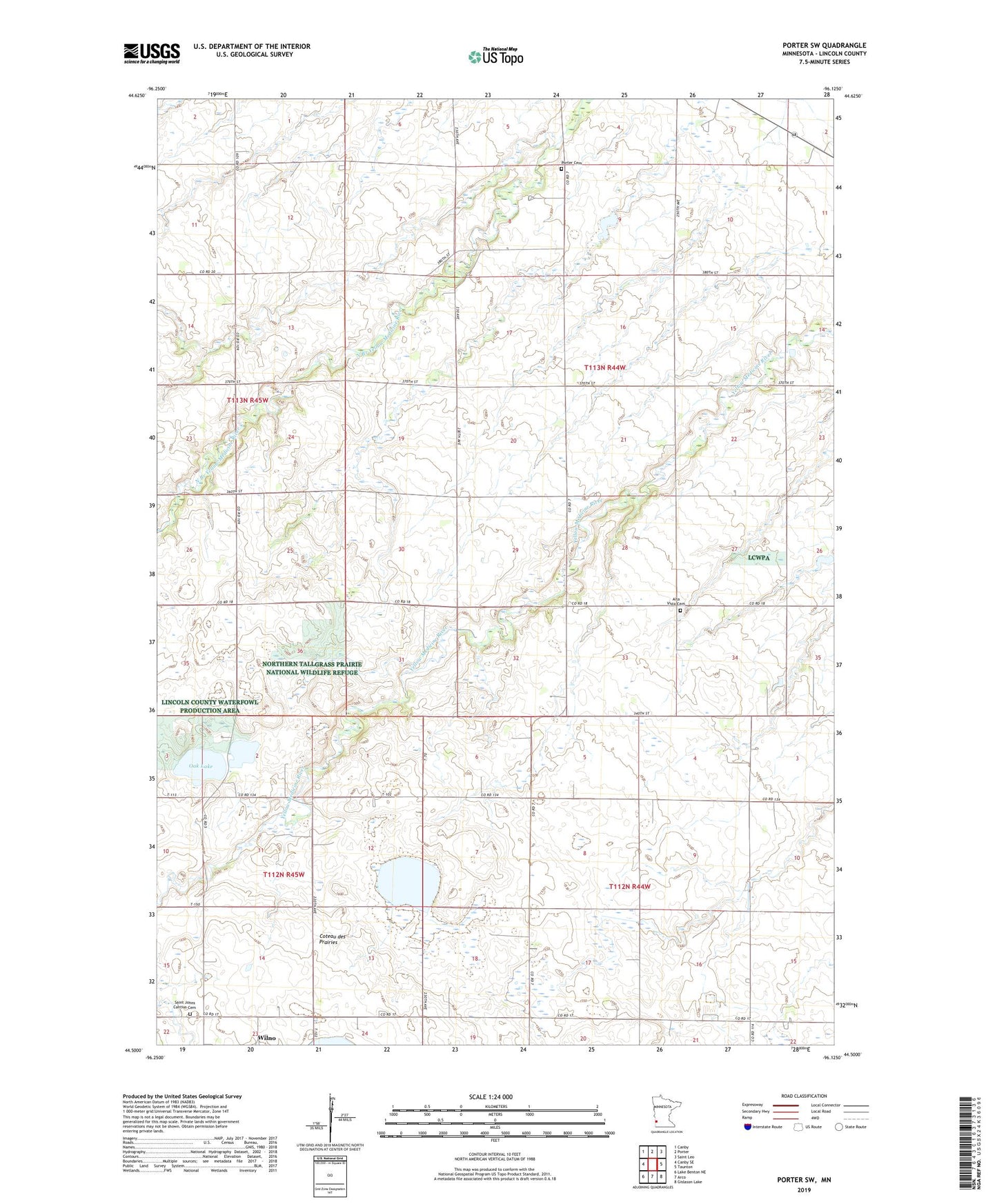 Porter SW Minnesota US Topo Map Image