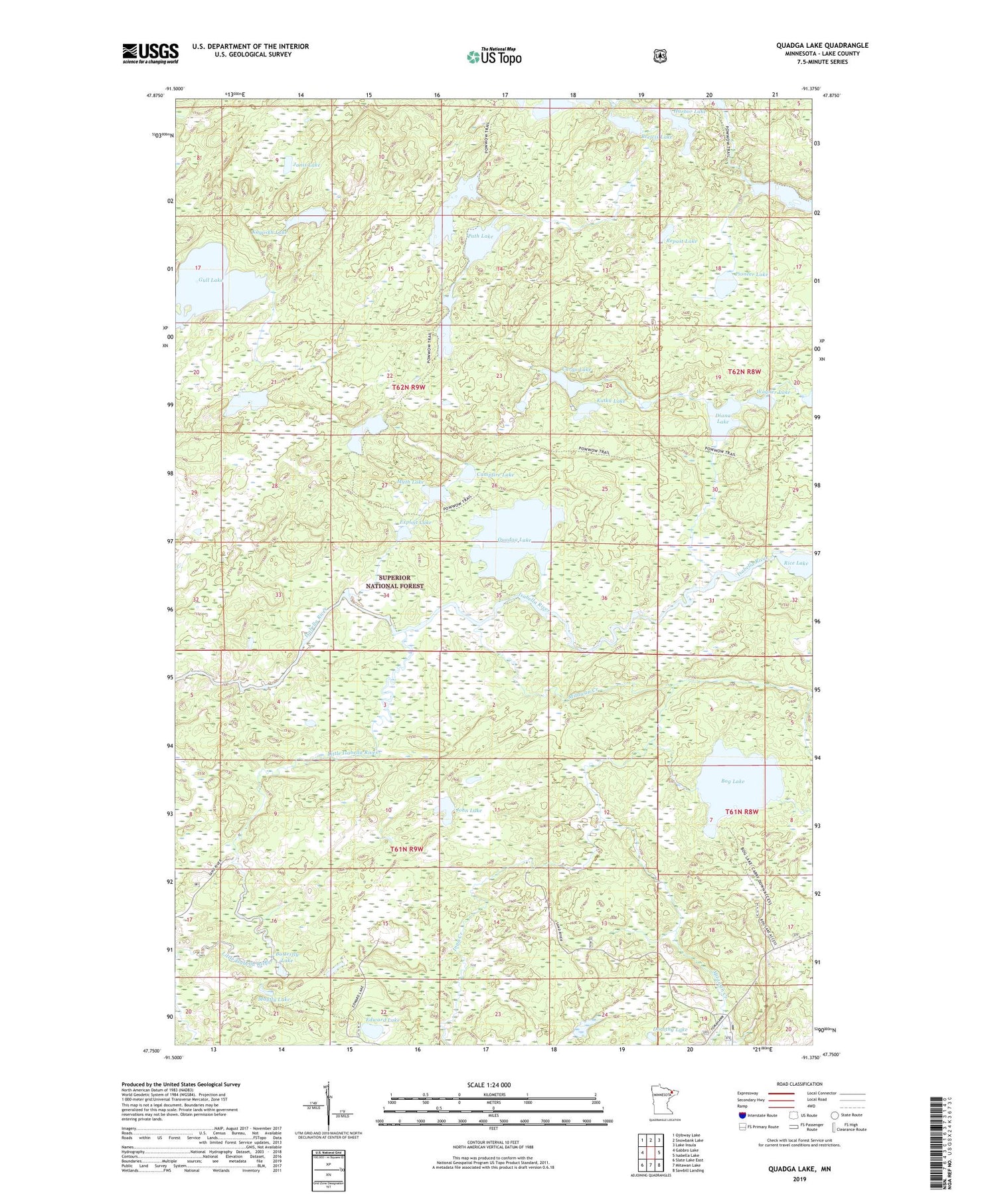 Quadga Lake Minnesota US Topo Map Image