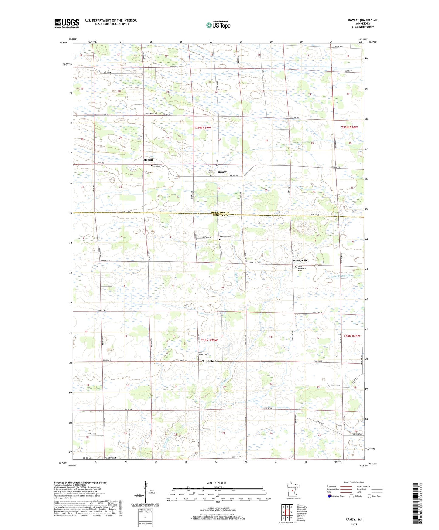 Ramey Minnesota US Topo Map Image