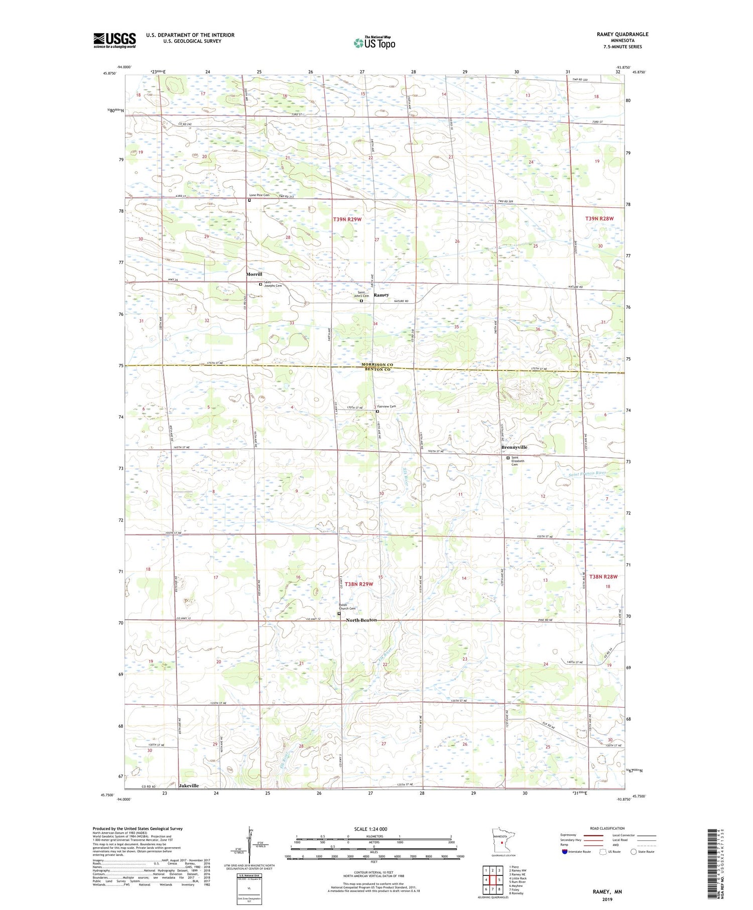 Ramey Minnesota US Topo Map Image
