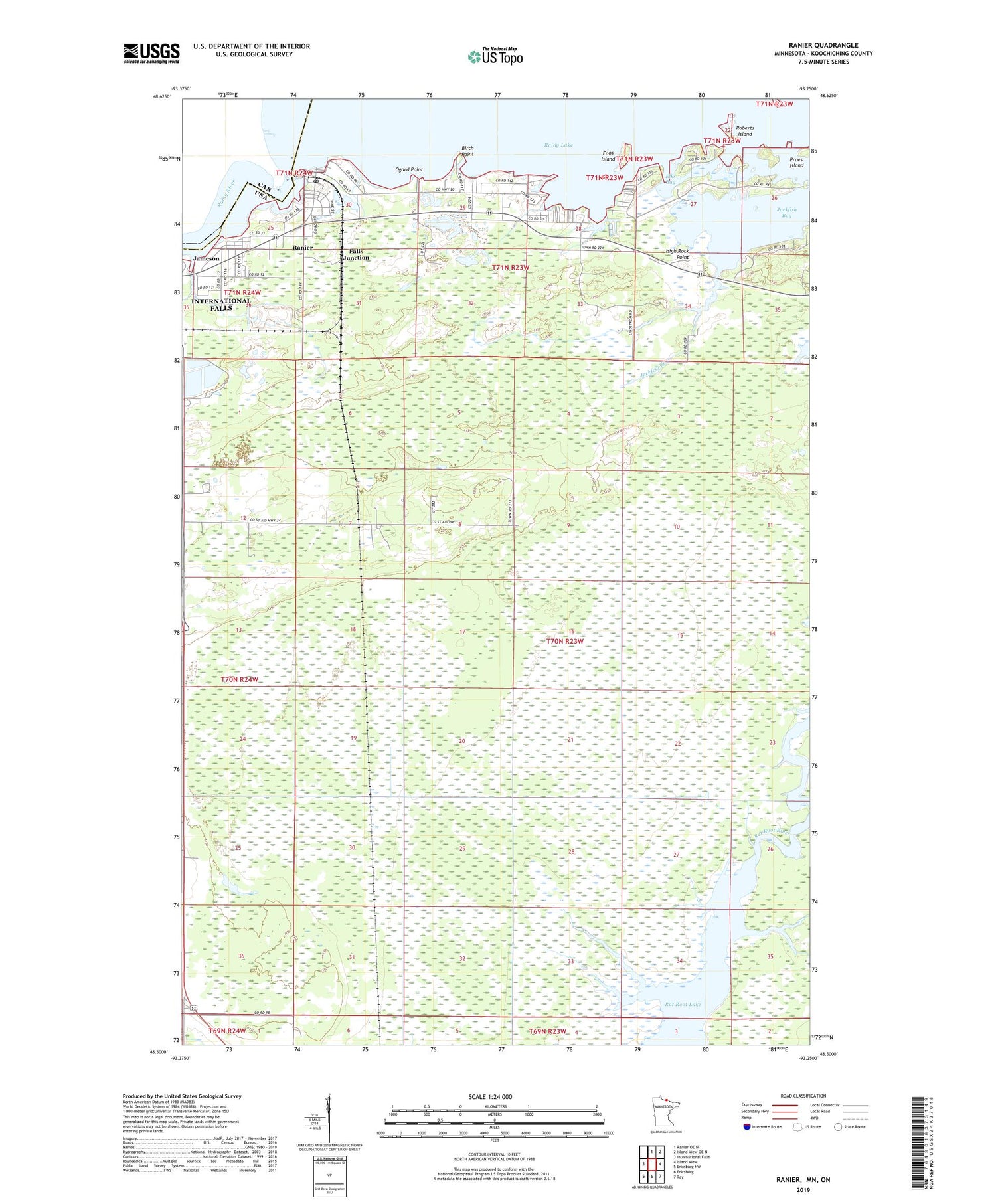 Ranier Minnesota US Topo Map Image