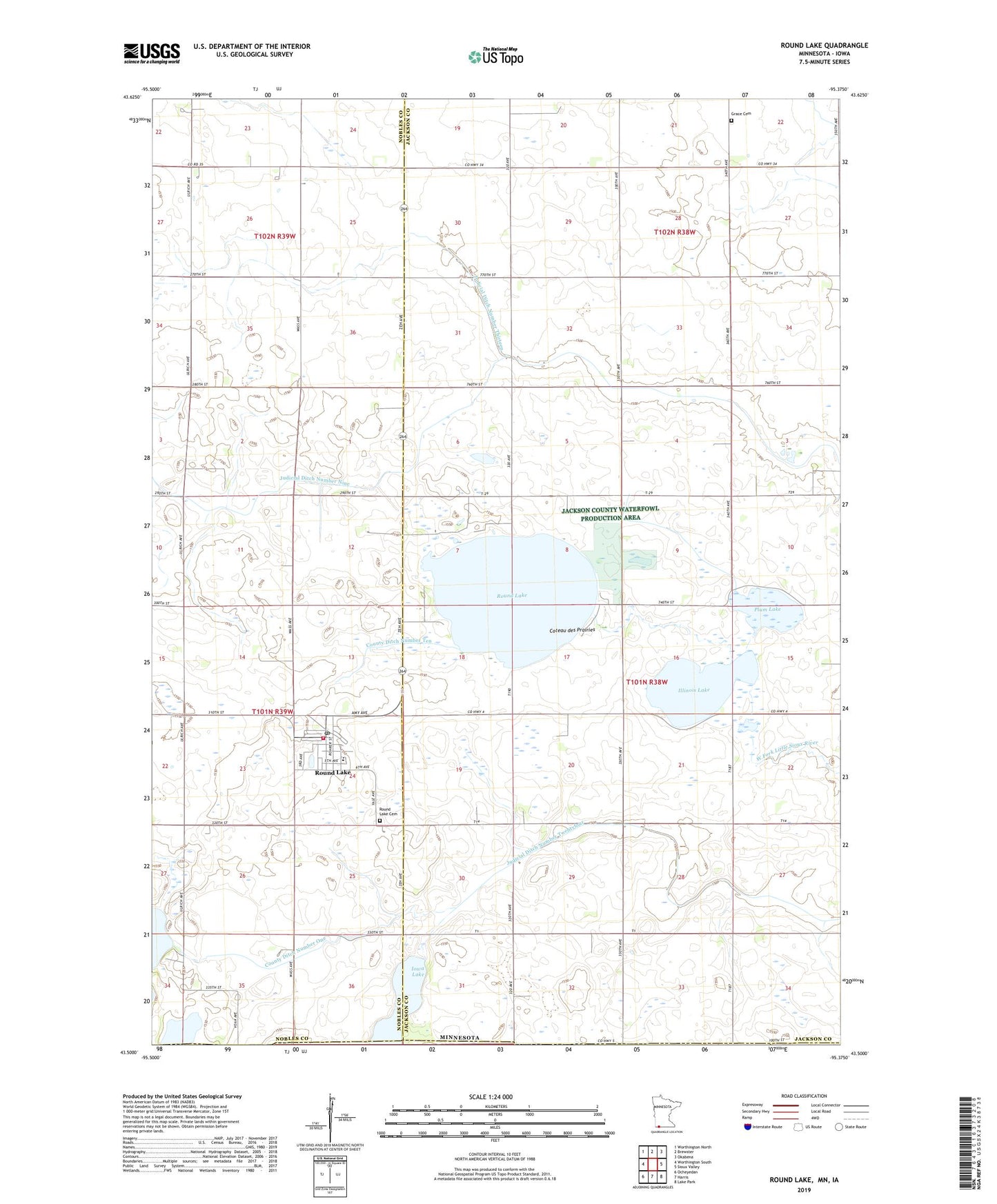 Round Lake Minnesota US Topo Map Image