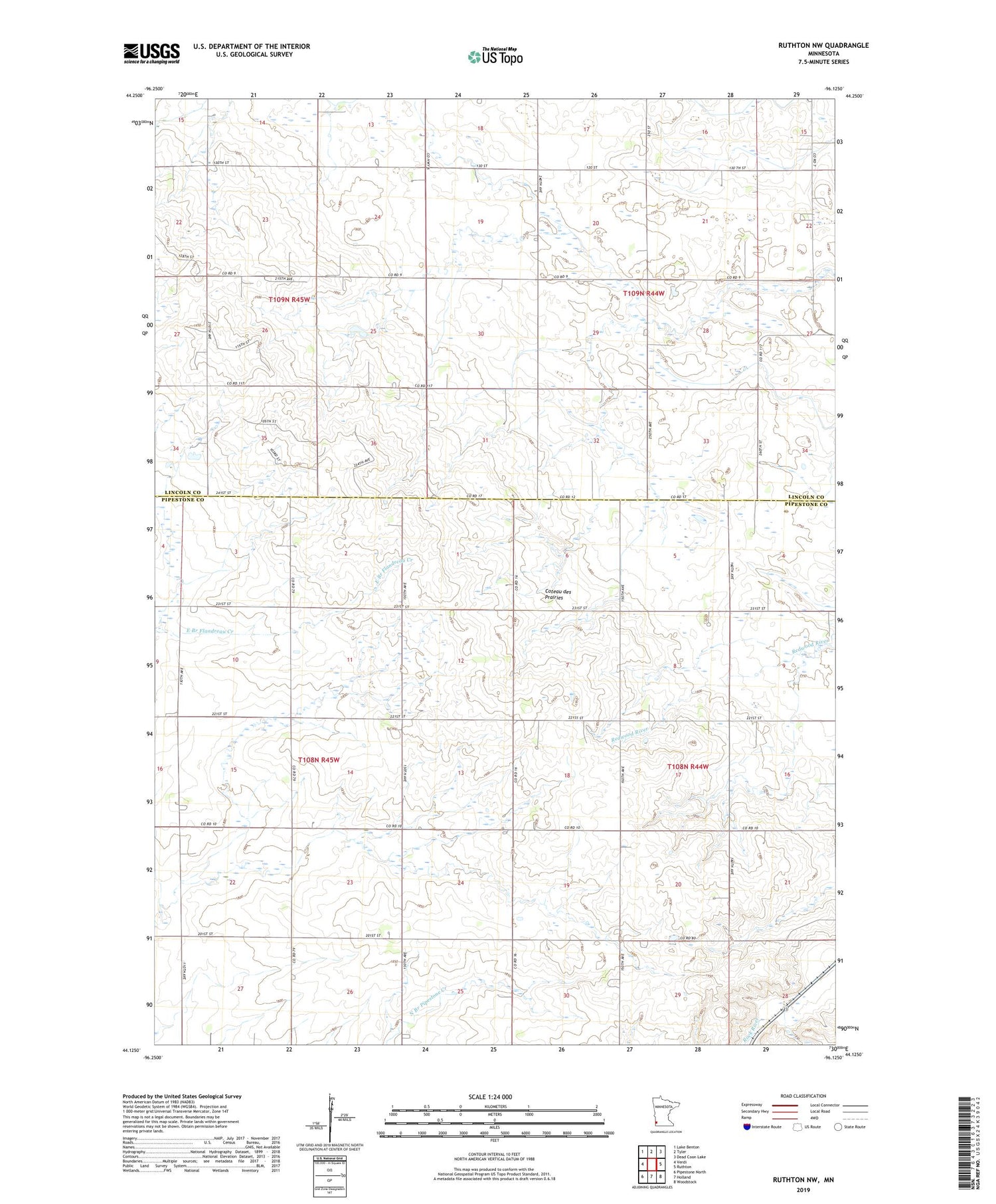 Ruthton NW Minnesota US Topo Map Image