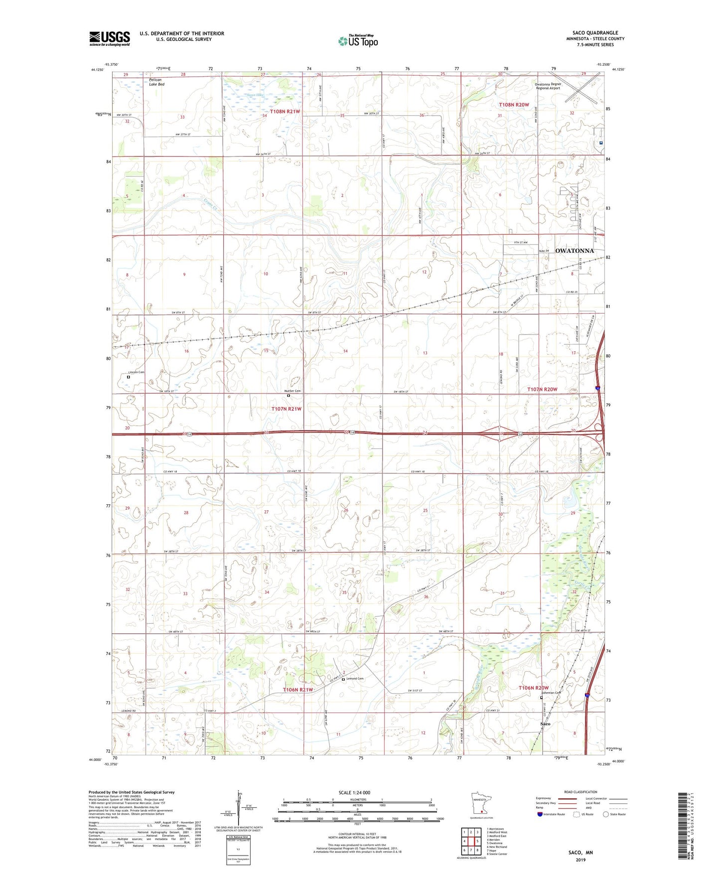 Saco Minnesota US Topo Map Image