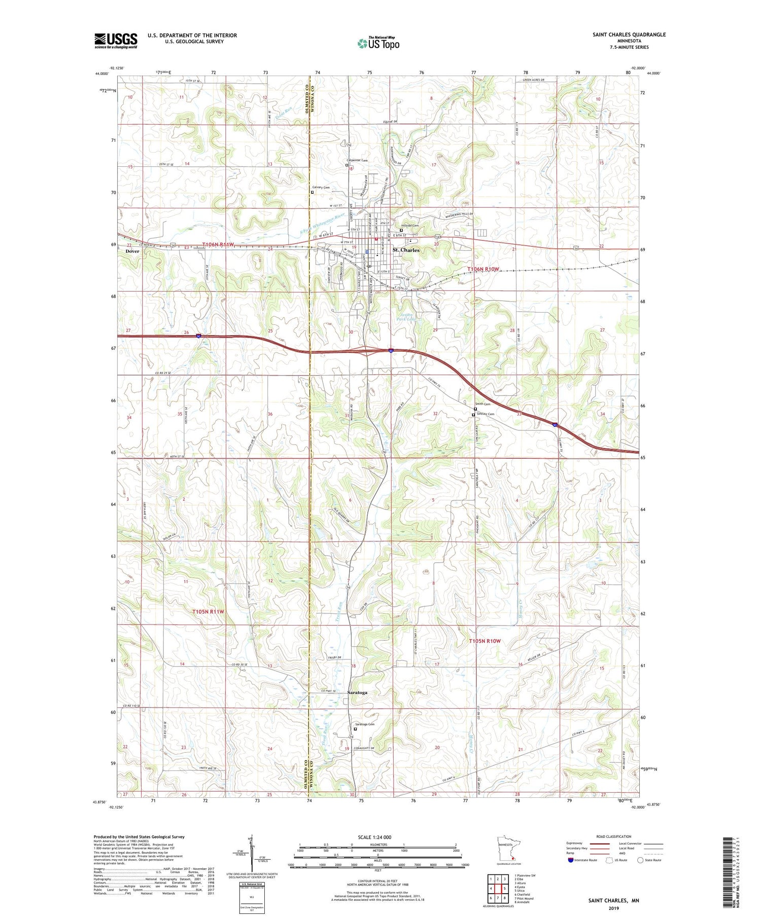Saint Charles Minnesota US Topo Map Image