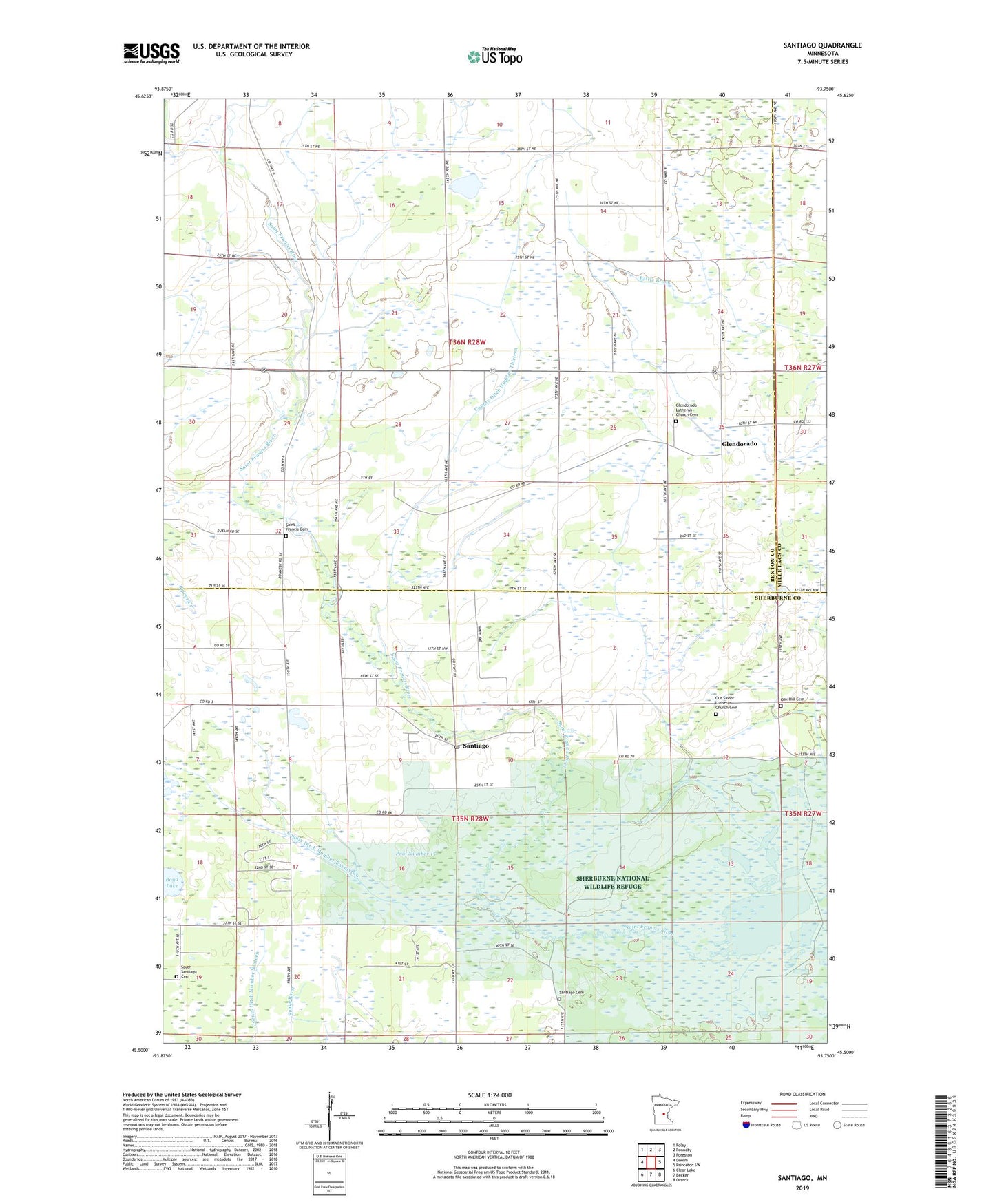 Santiago Minnesota US Topo Map Image