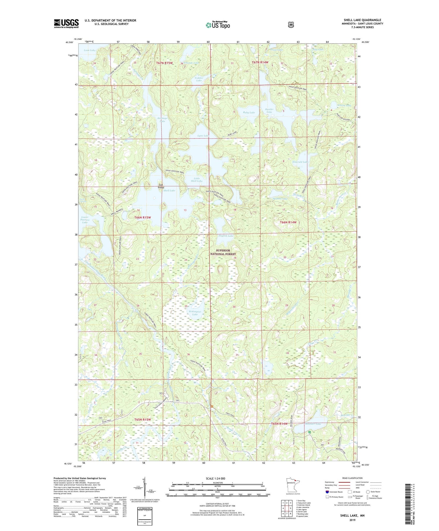 Shell Lake Minnesota US Topo Map Image