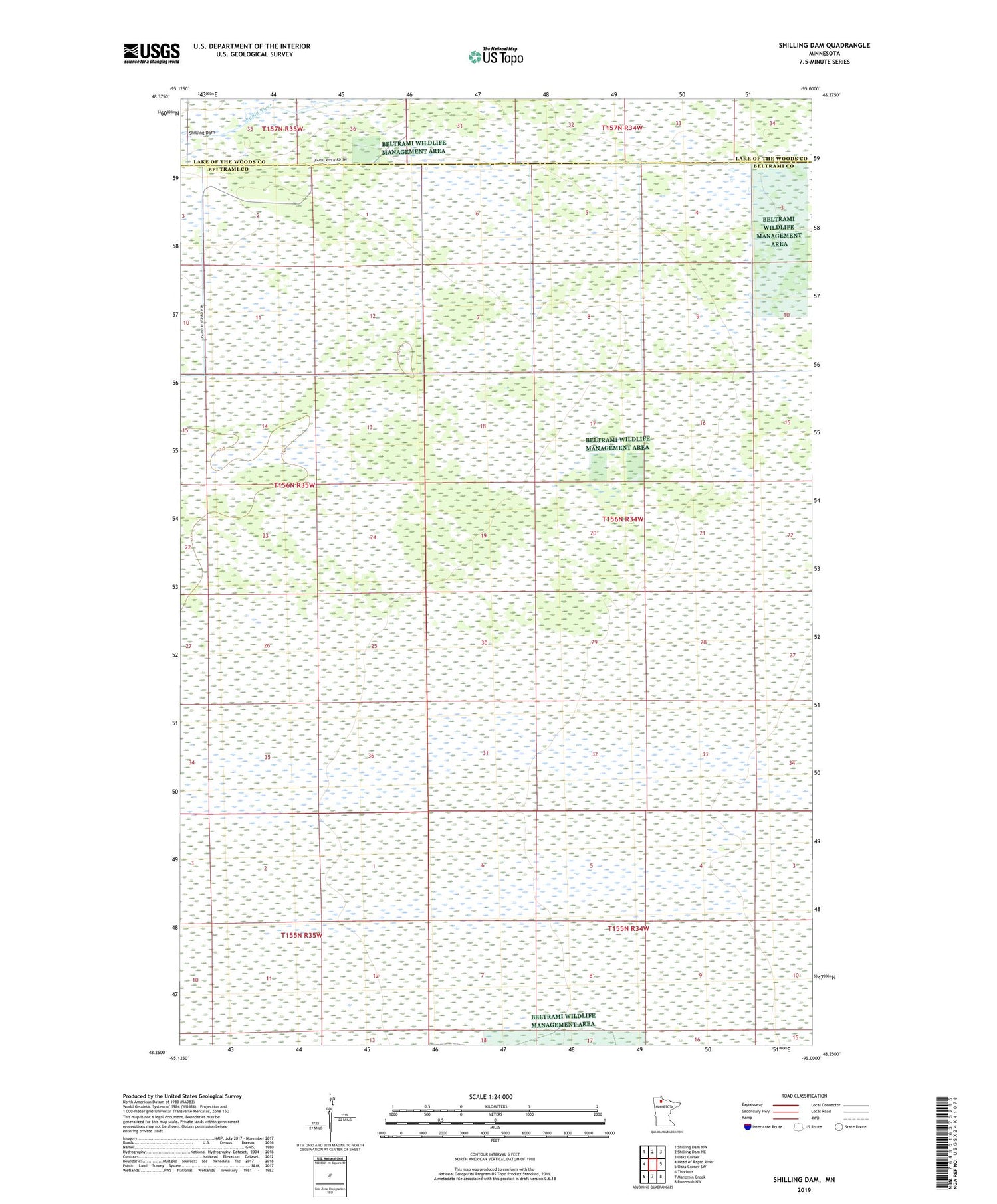 Shilling Dam Minnesota US Topo Map Image