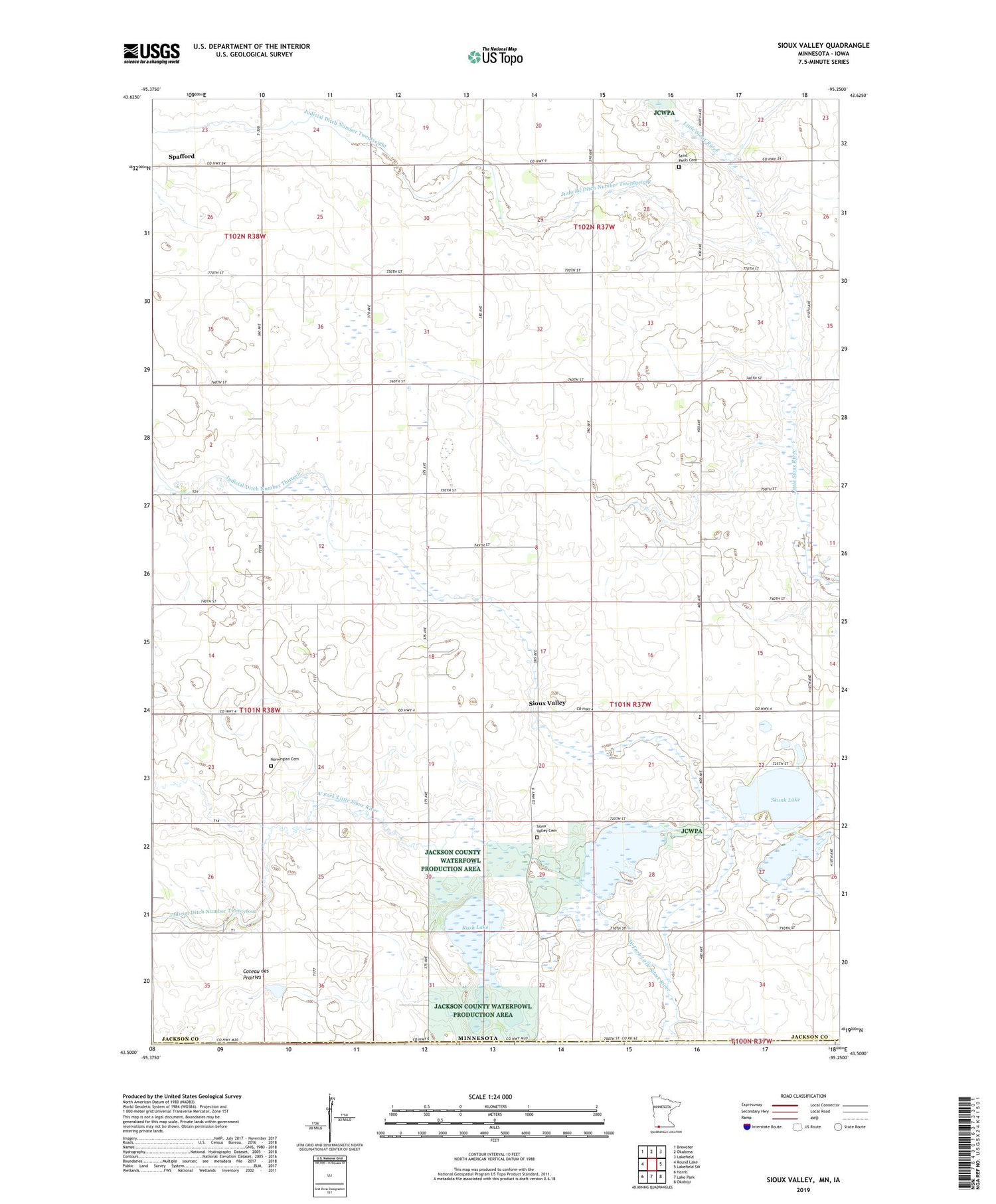 Sioux Valley Minnesota US Topo Map Image