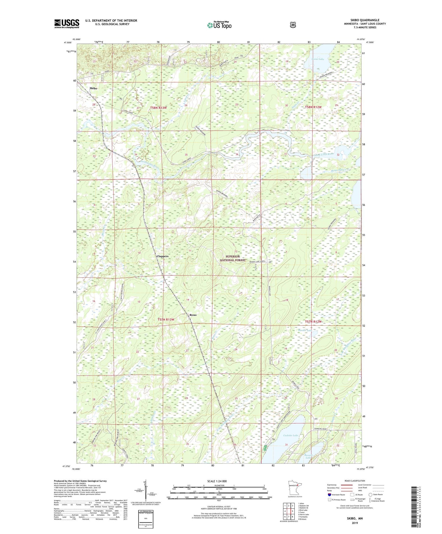Skibo Minnesota US Topo Map Image