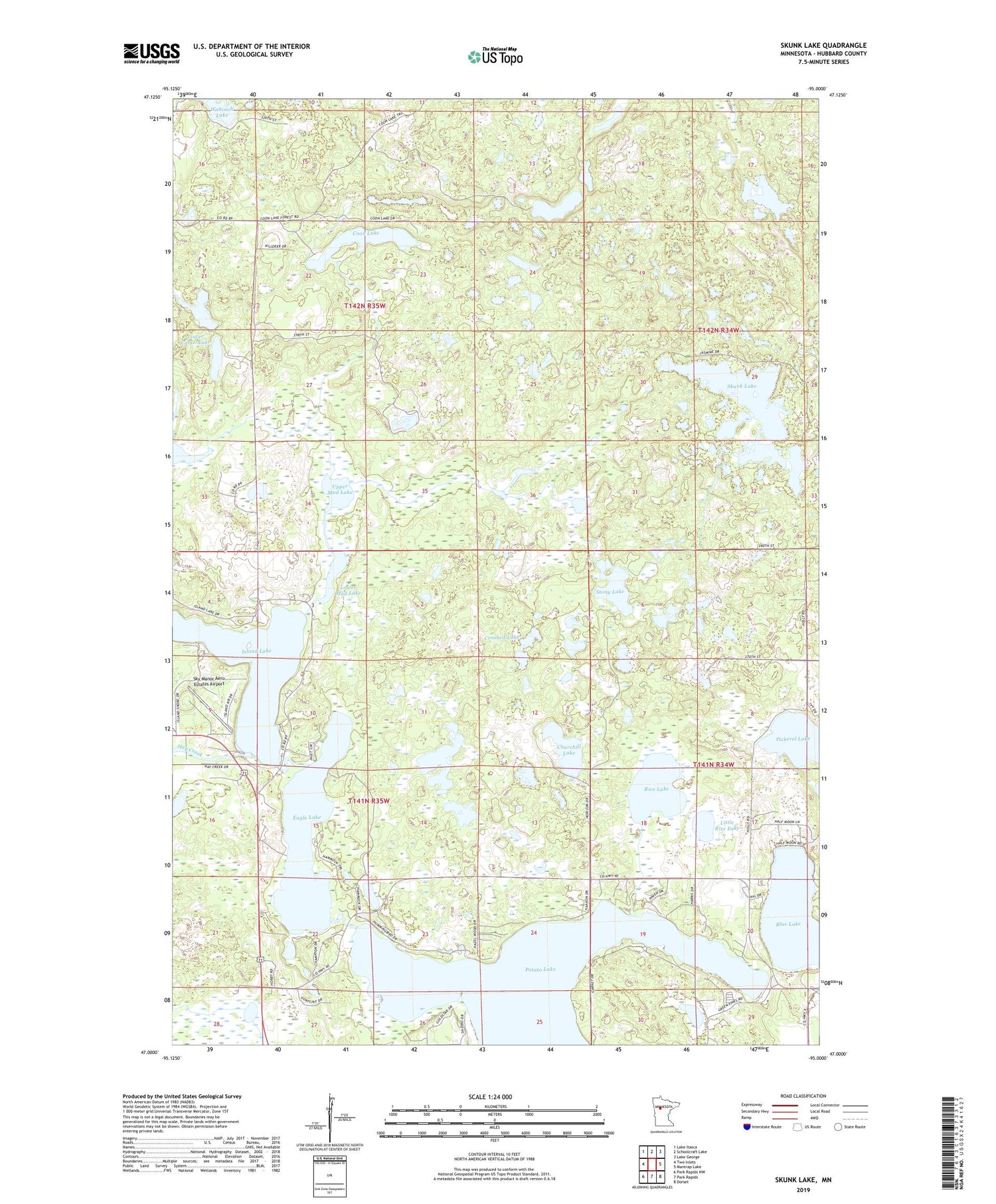 Skunk Lake Minnesota US Topo Map Image