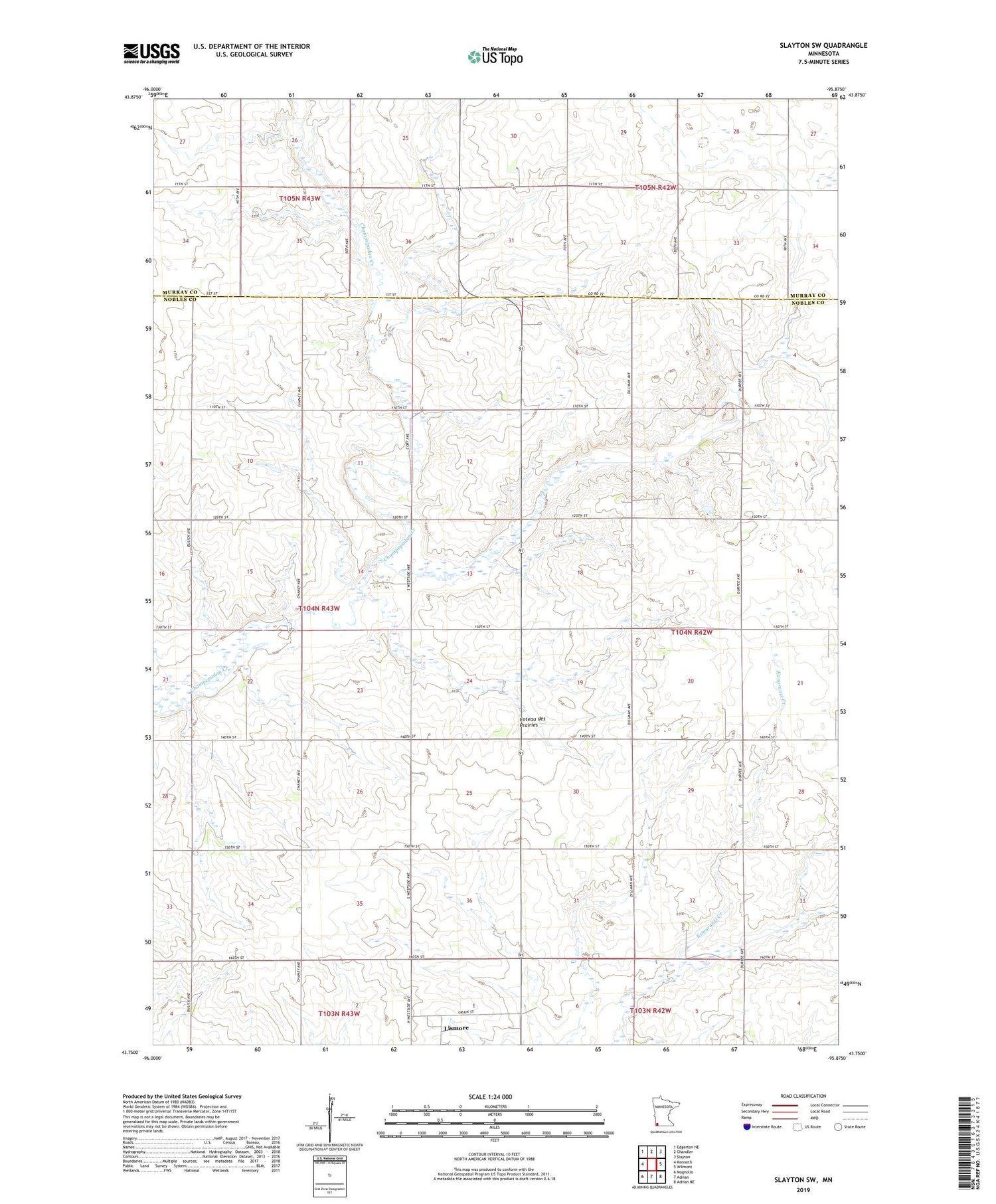 Slayton SW Minnesota US Topo Map Image