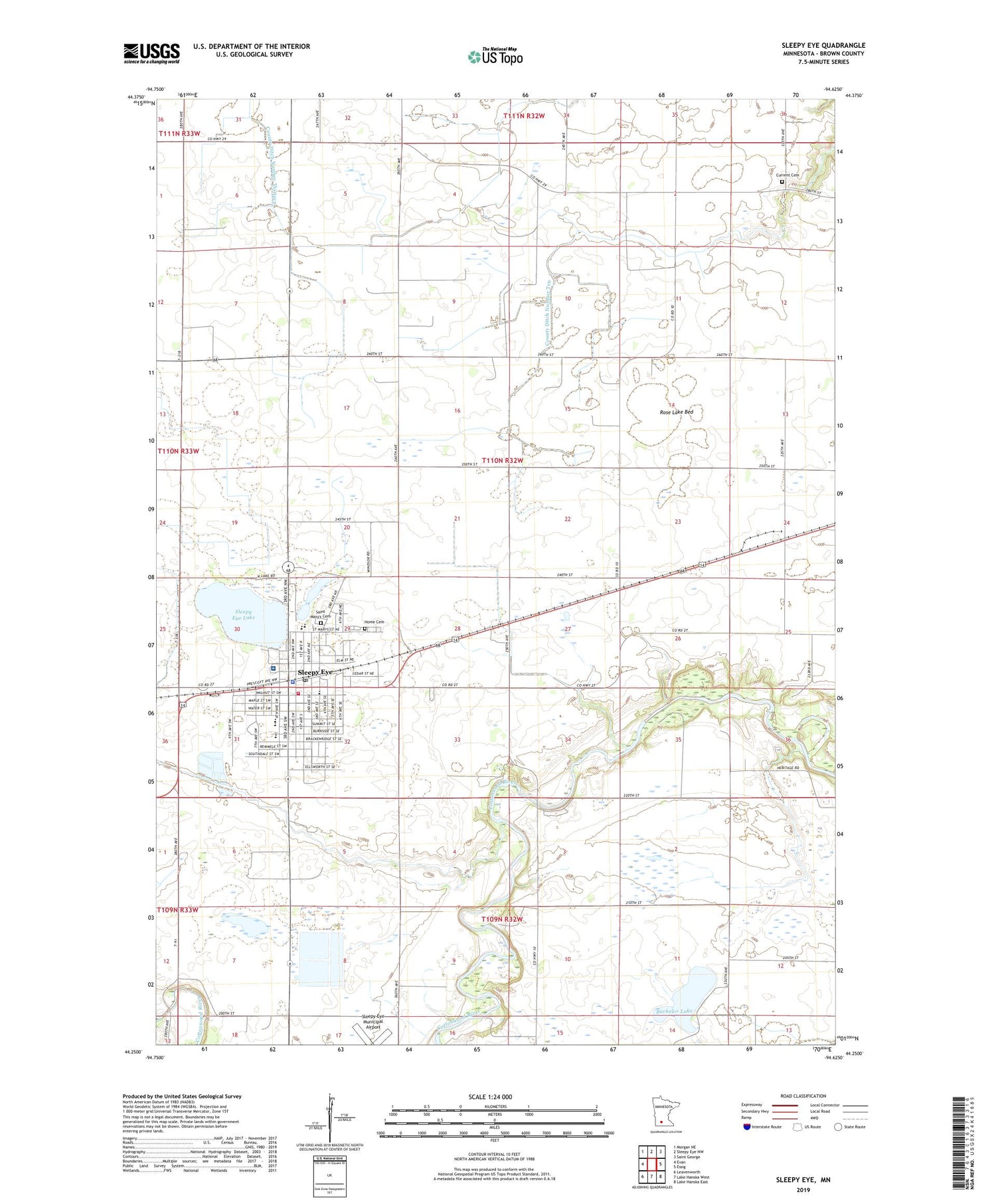 Sleepy Eye Minnesota US Topo Map Image