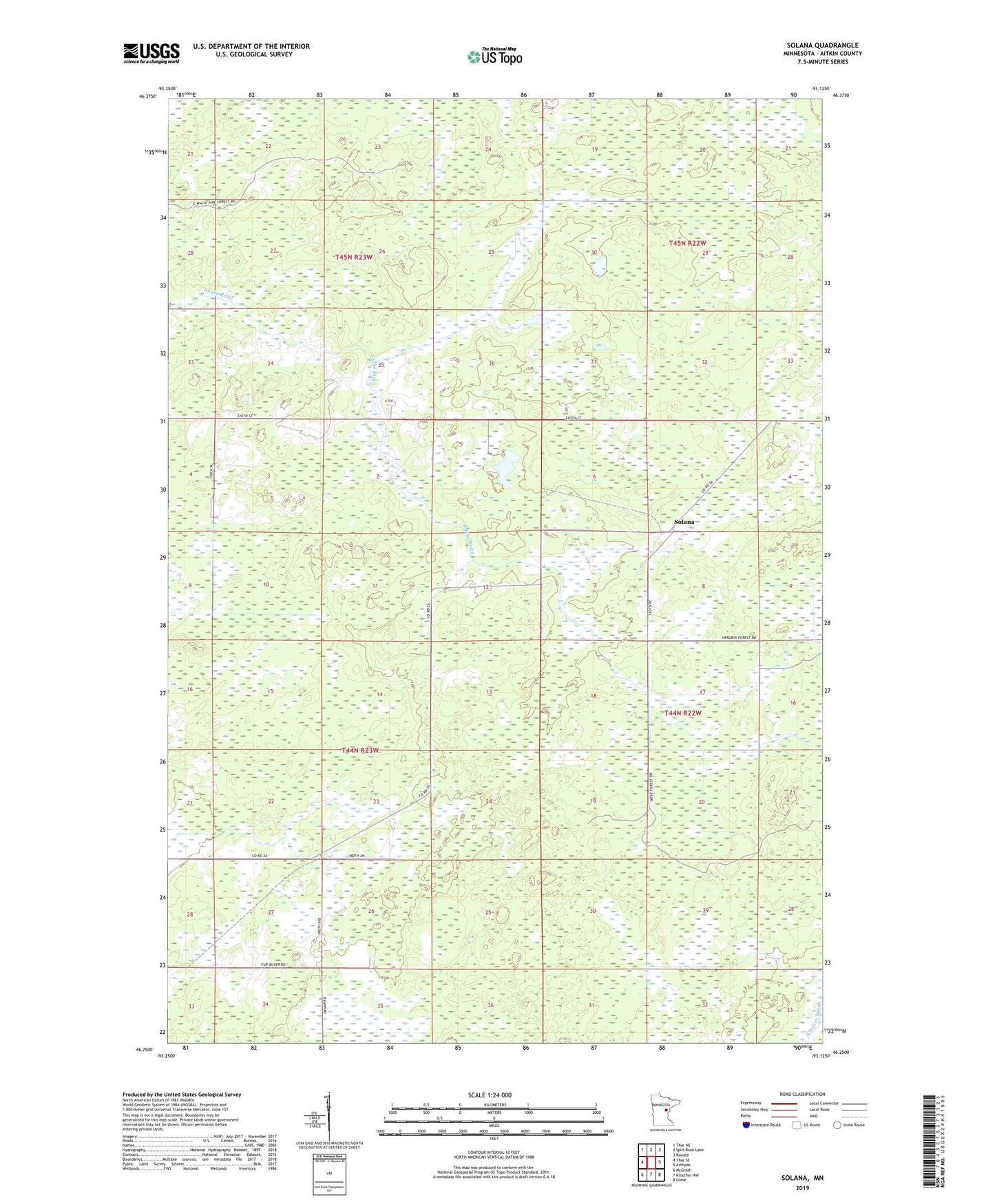 Solana Minnesota US Topo Map Image