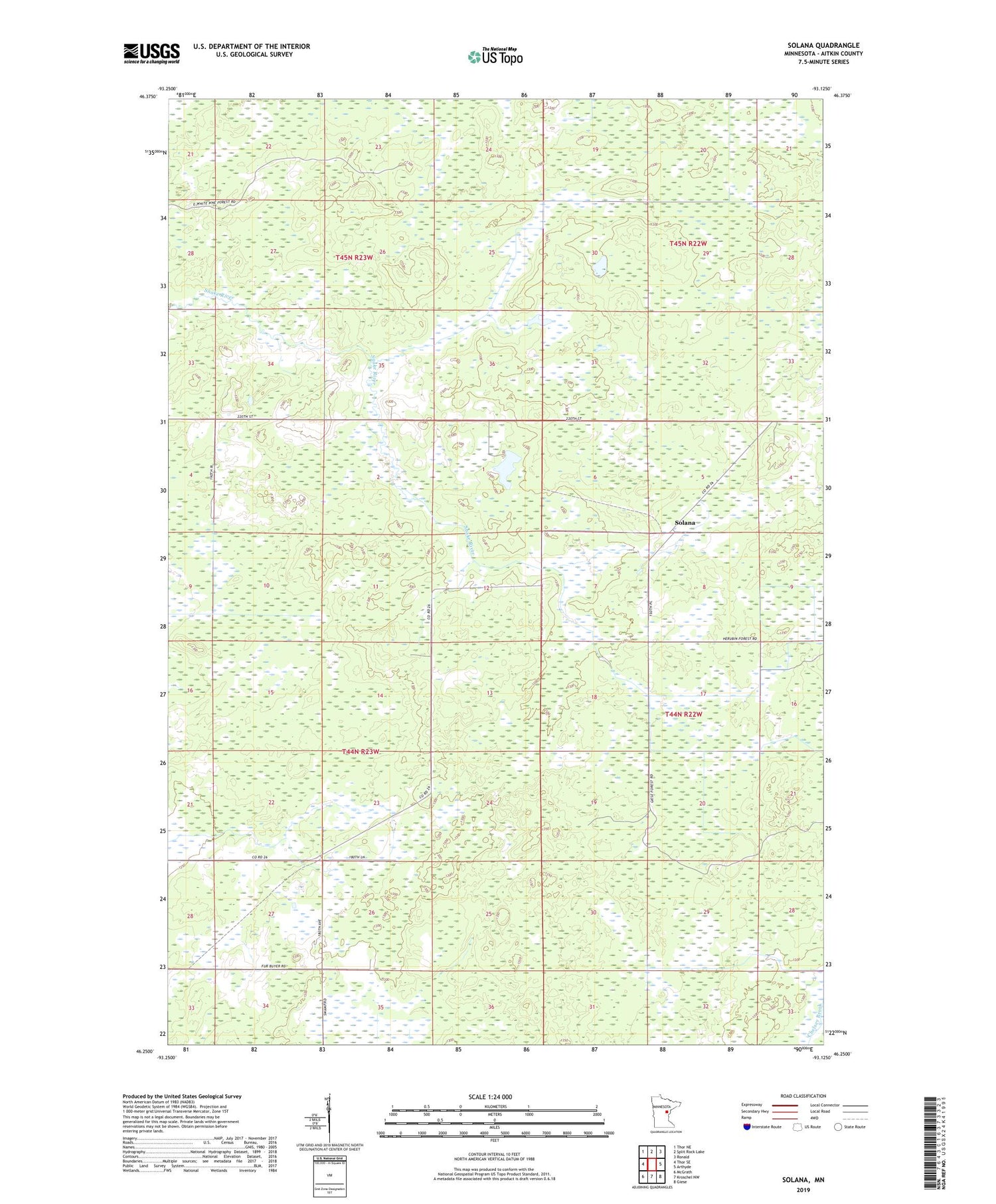 Solana Minnesota US Topo Map Image