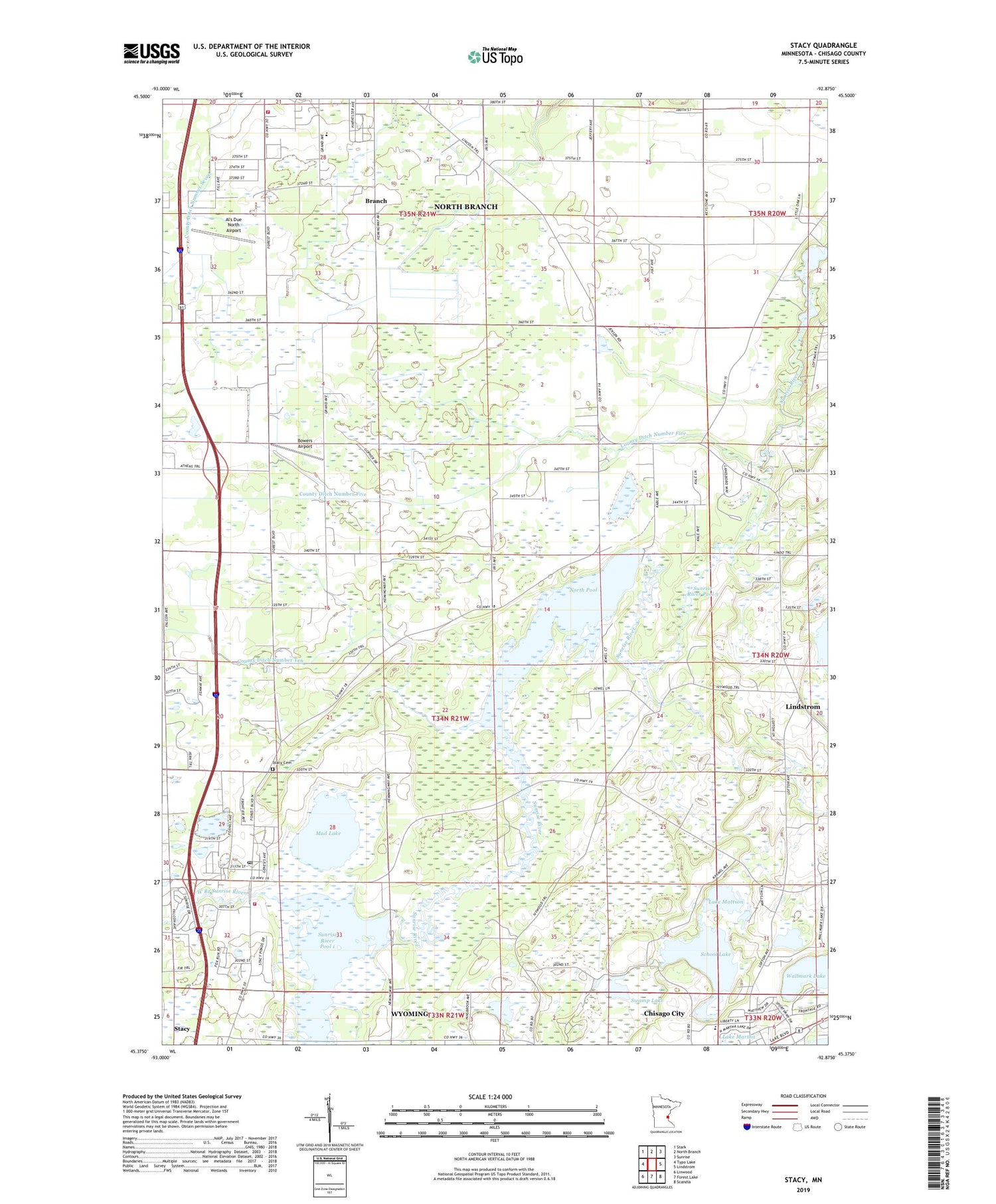 Stacy Minnesota US Topo Map Image