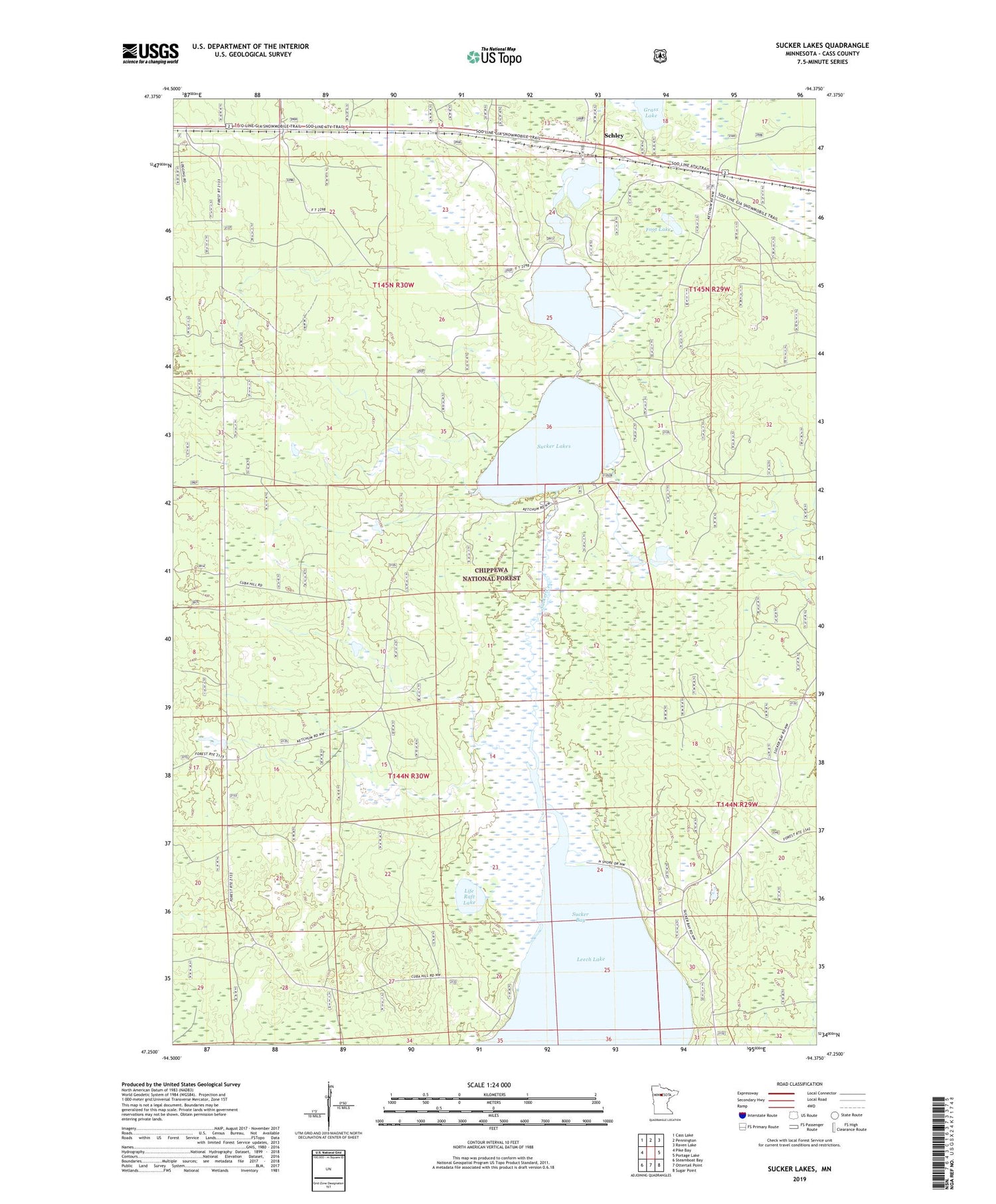 Sucker Lakes Minnesota US Topo Map Image