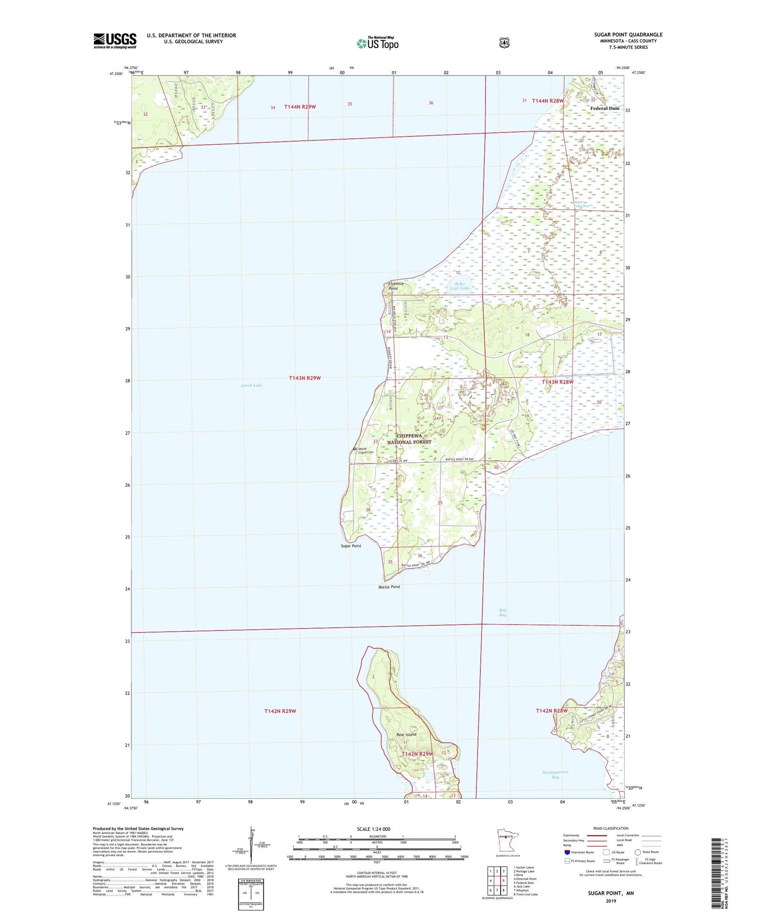 Sugar Point Minnesota US Topo Map Image