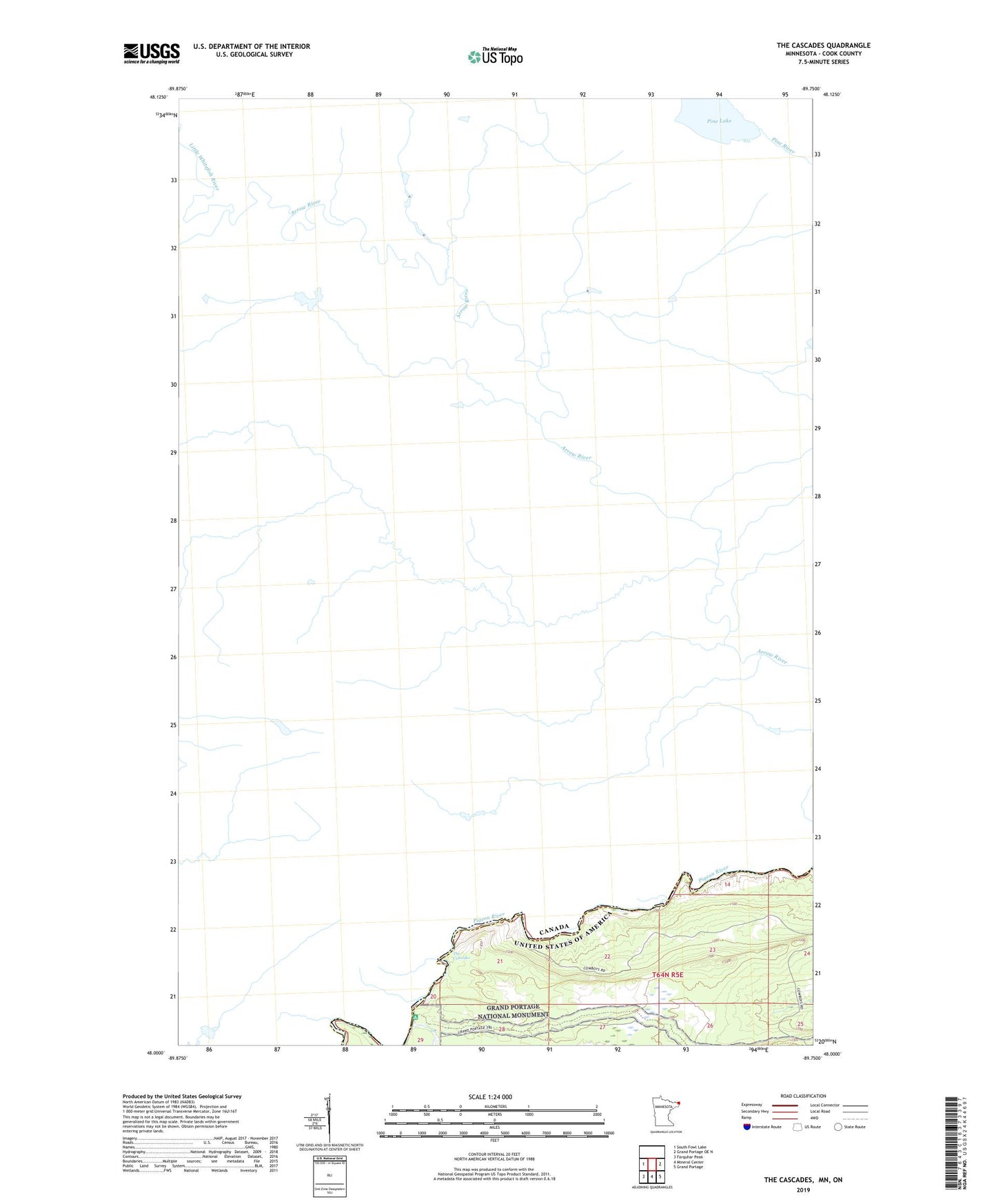 The Cascades Minnesota US Topo Map Image