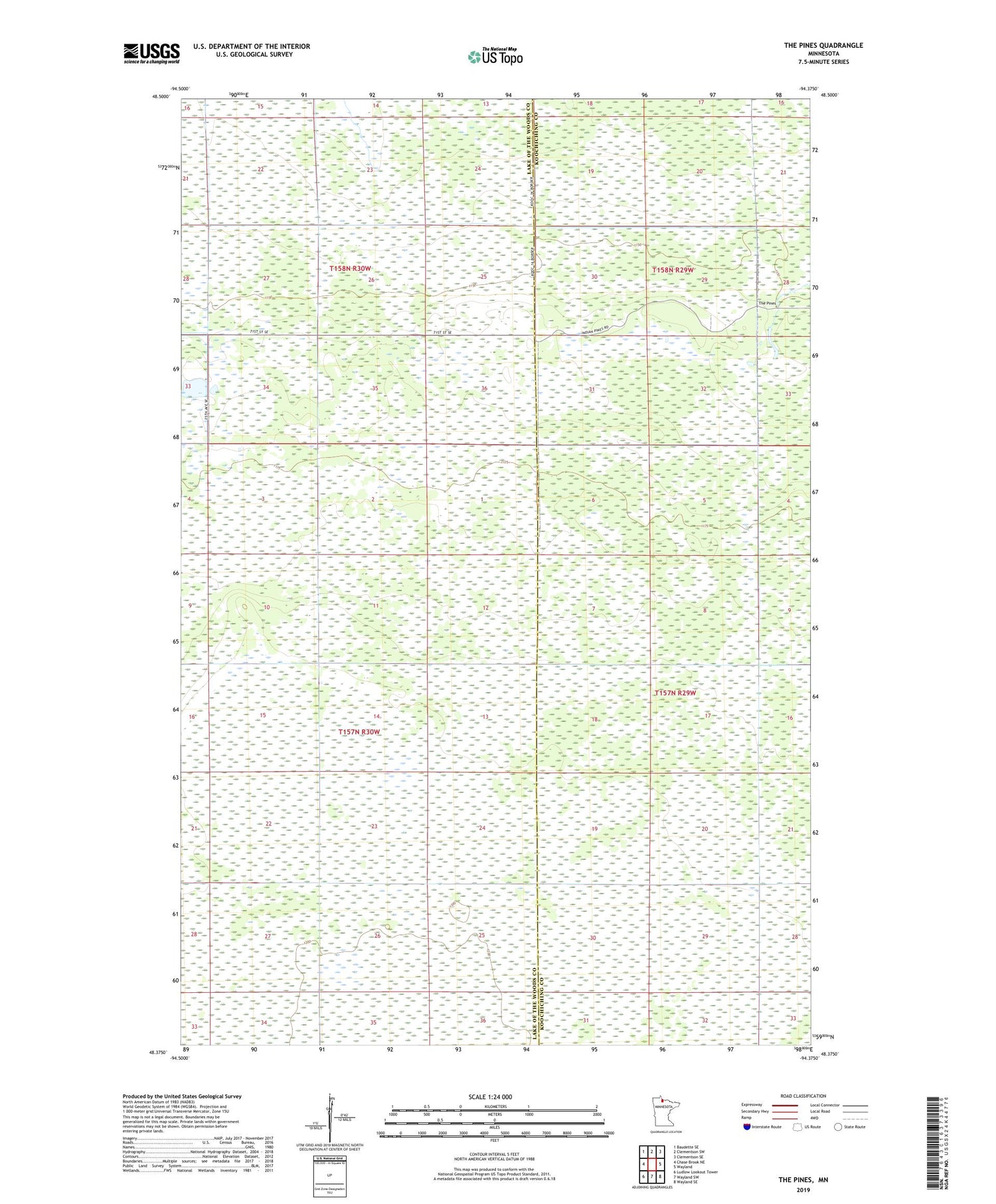 The Pines Minnesota US Topo Map Image