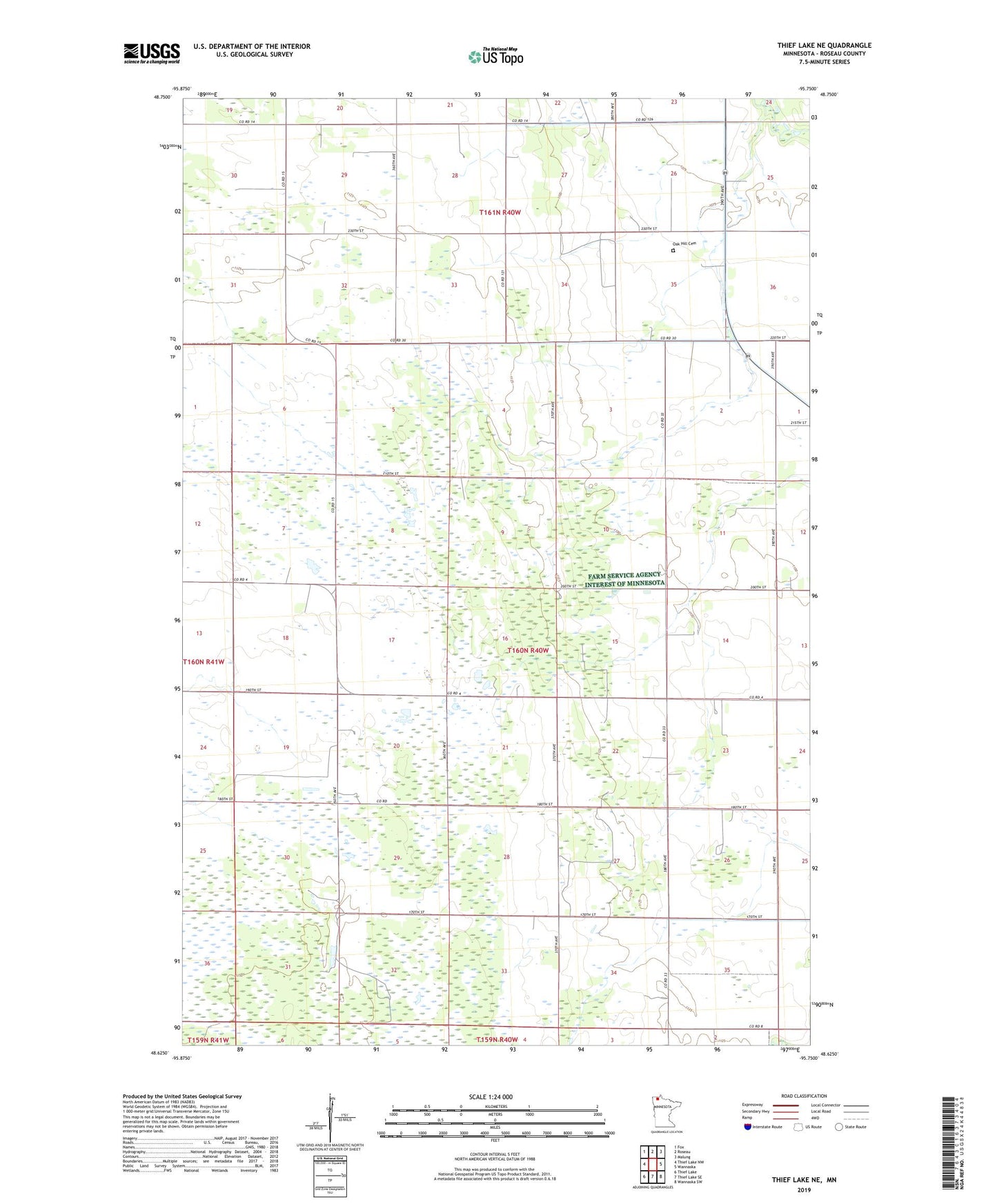 Thief Lake NE Minnesota US Topo Map Image