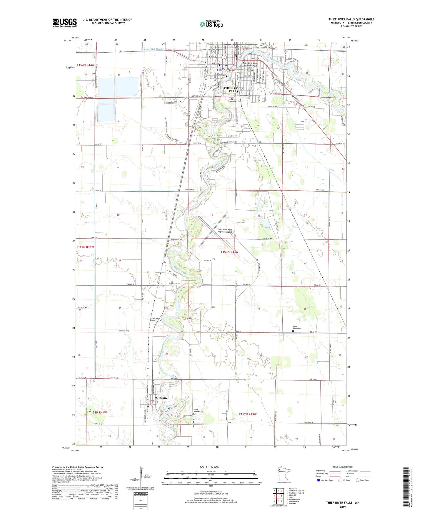 Thief River Falls Minnesota US Topo Map Image