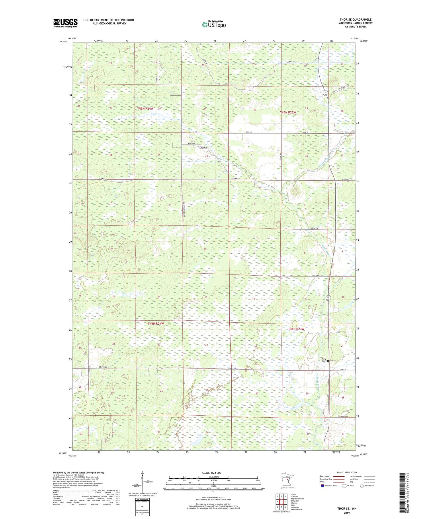 Thor SE Minnesota US Topo Map Image