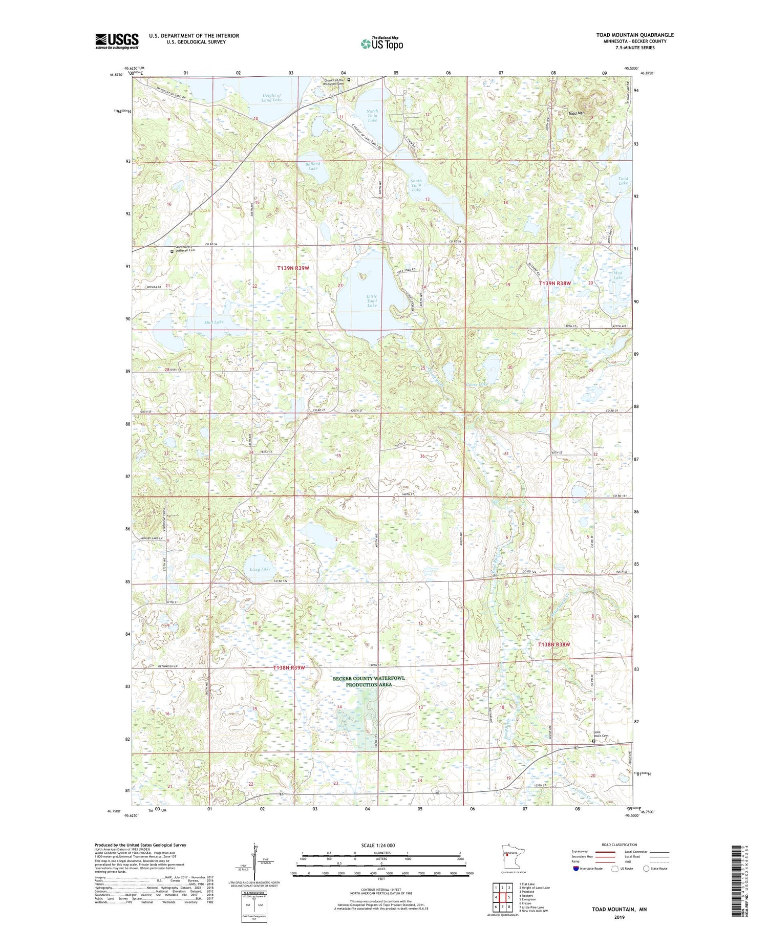 Toad Mountain Minnesota US Topo Map Image