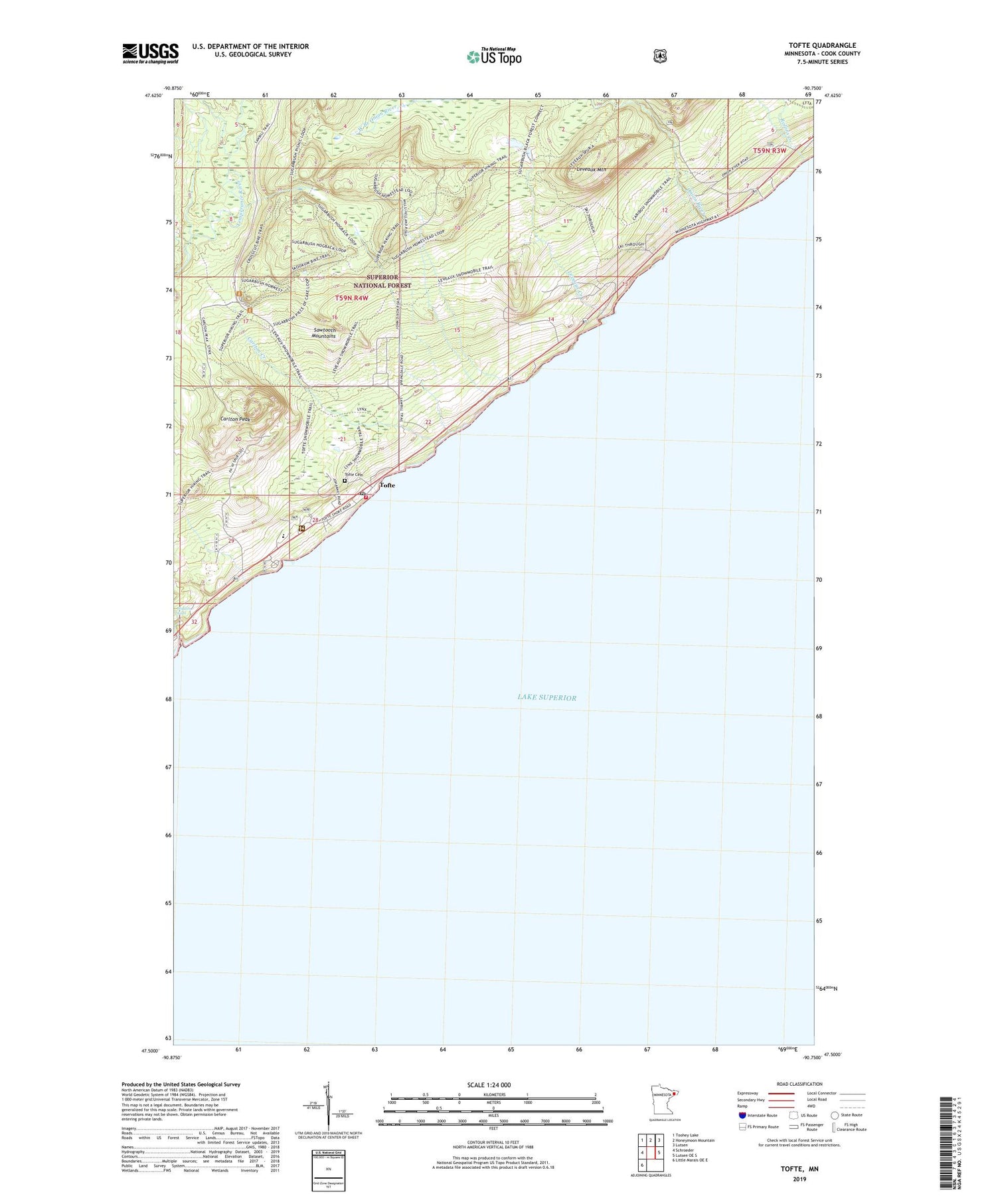 Tofte Minnesota US Topo Map Image