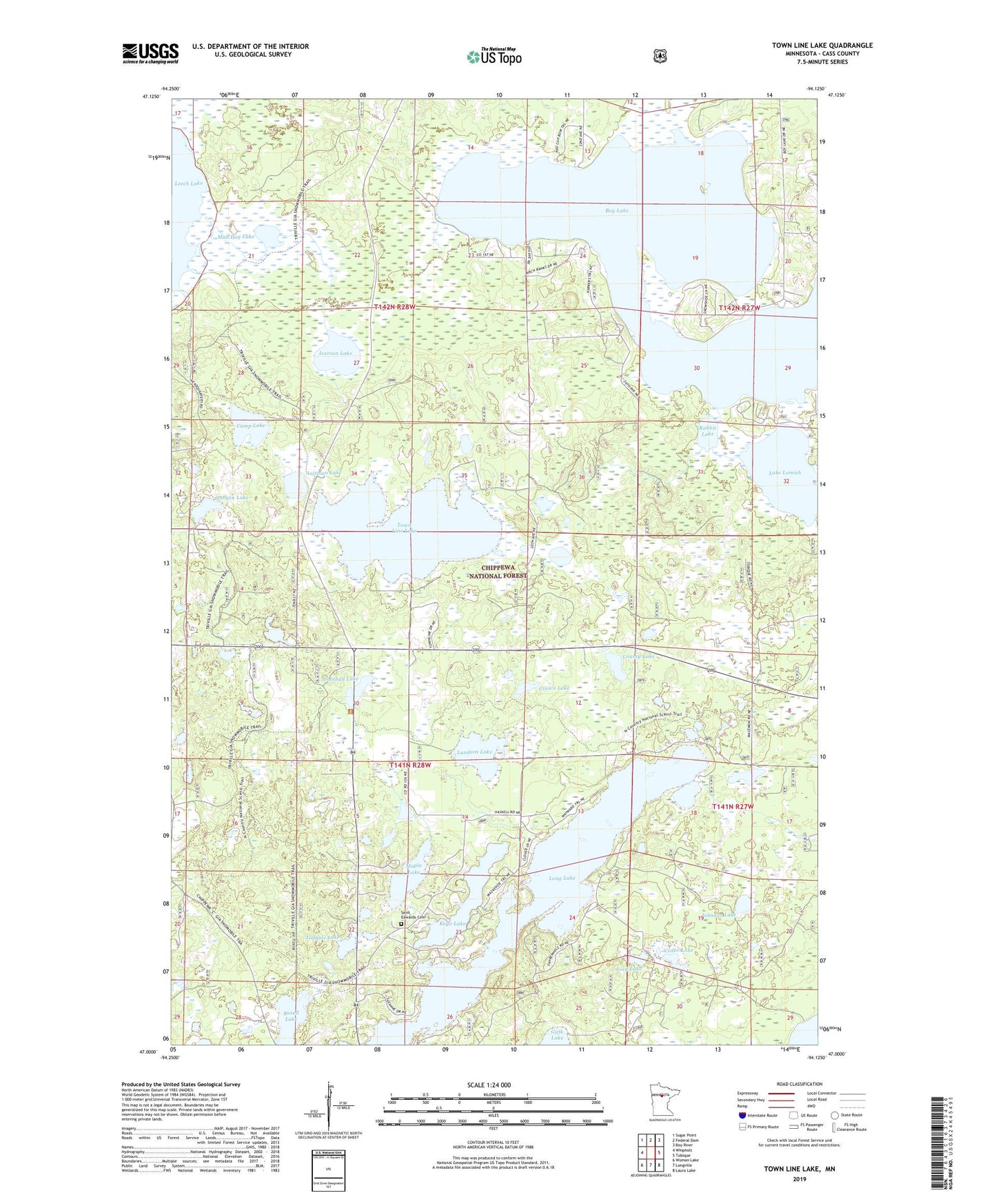 Town Line Lake Minnesota US Topo Map Image