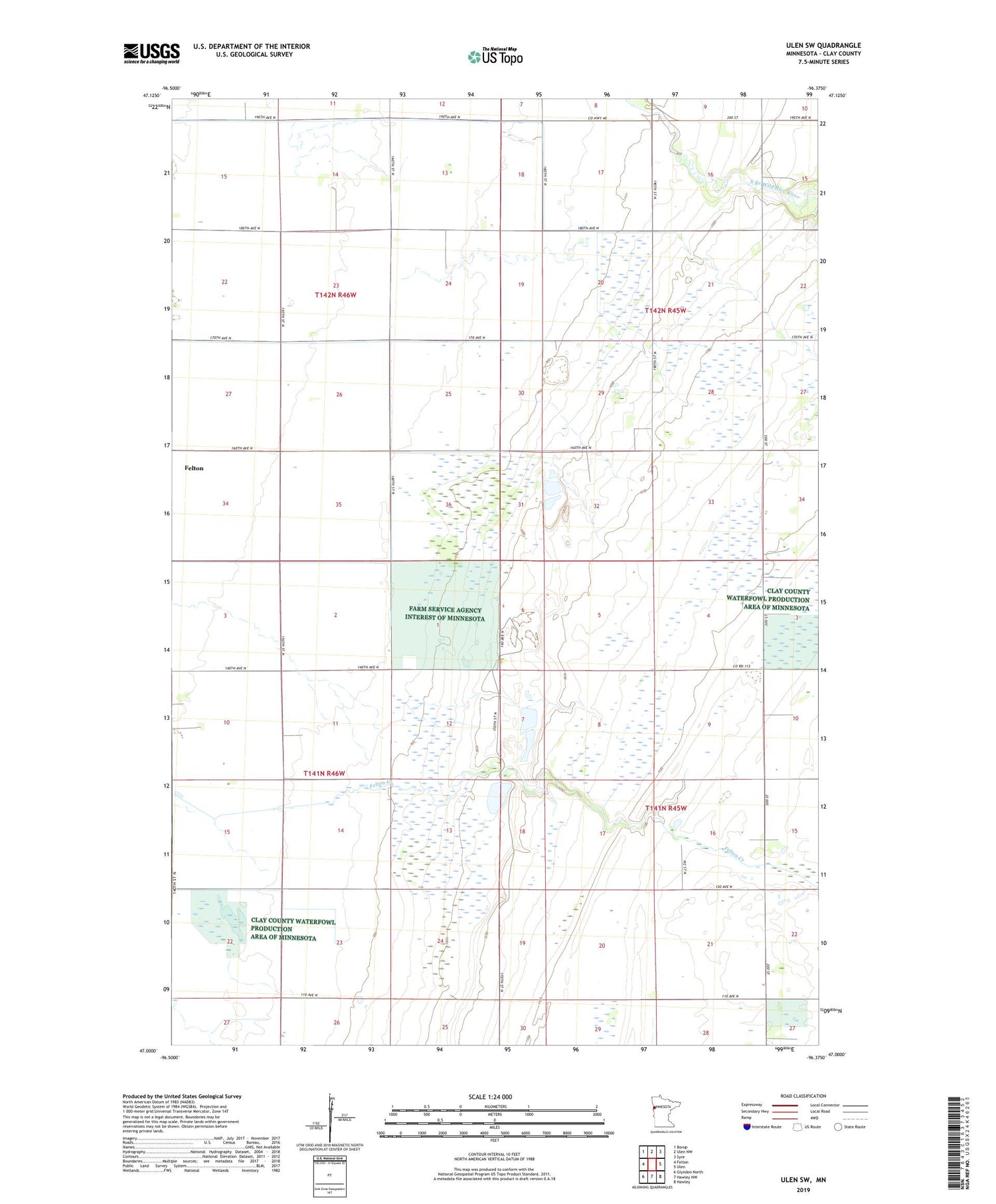 Ulen SW Minnesota US Topo Map Image
