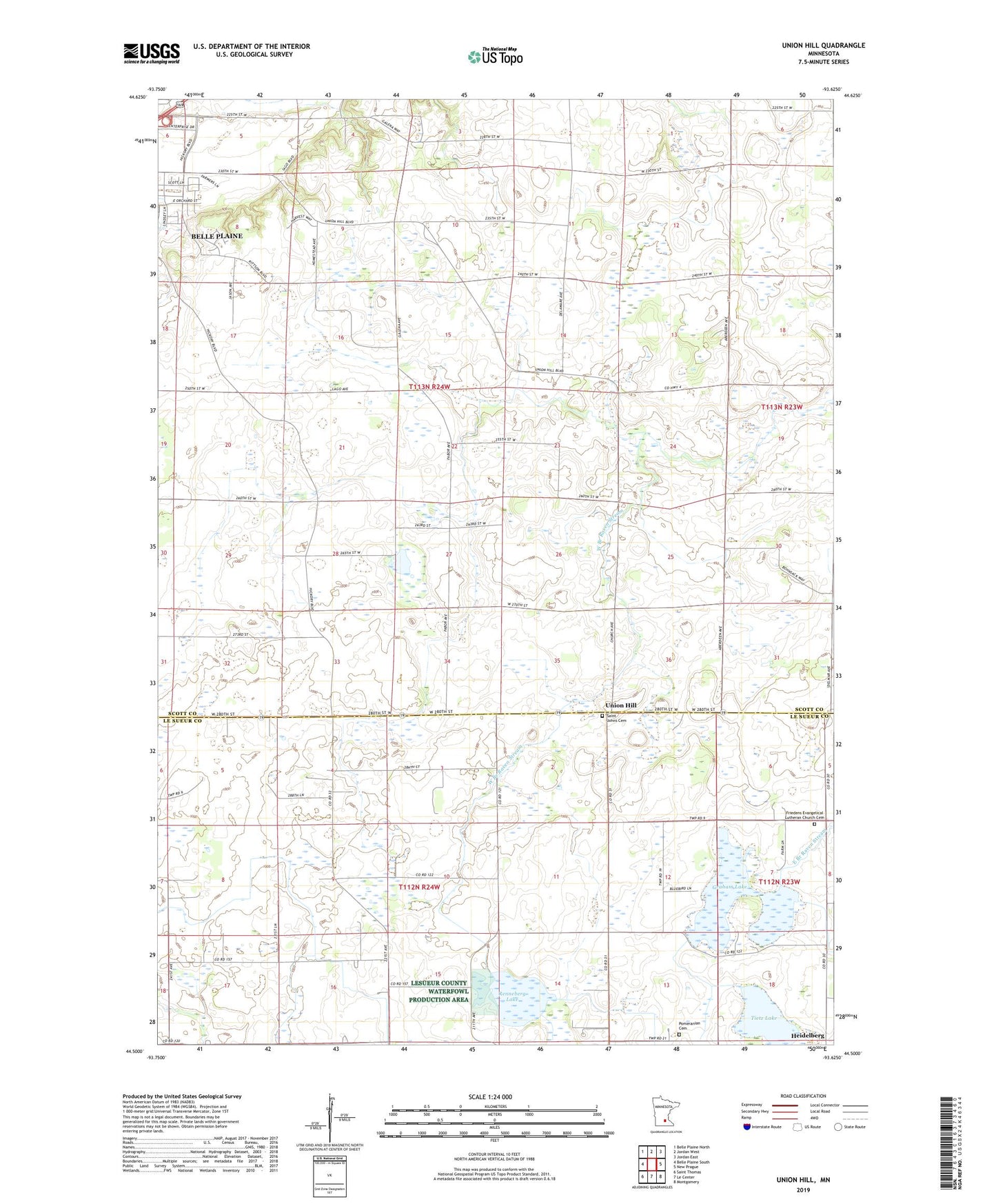 Union Hill Minnesota US Topo Map Image