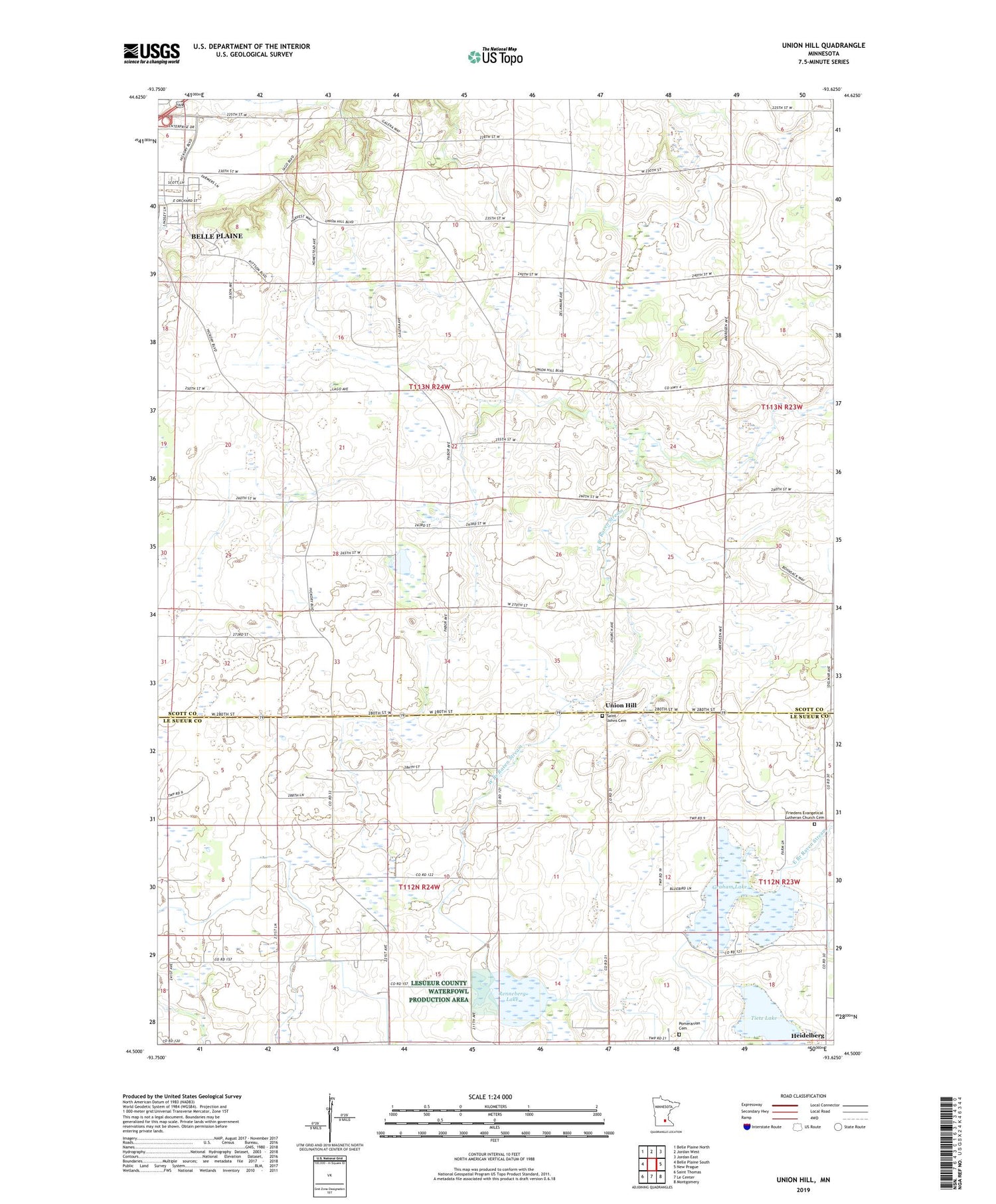 Union Hill Minnesota US Topo Map Image