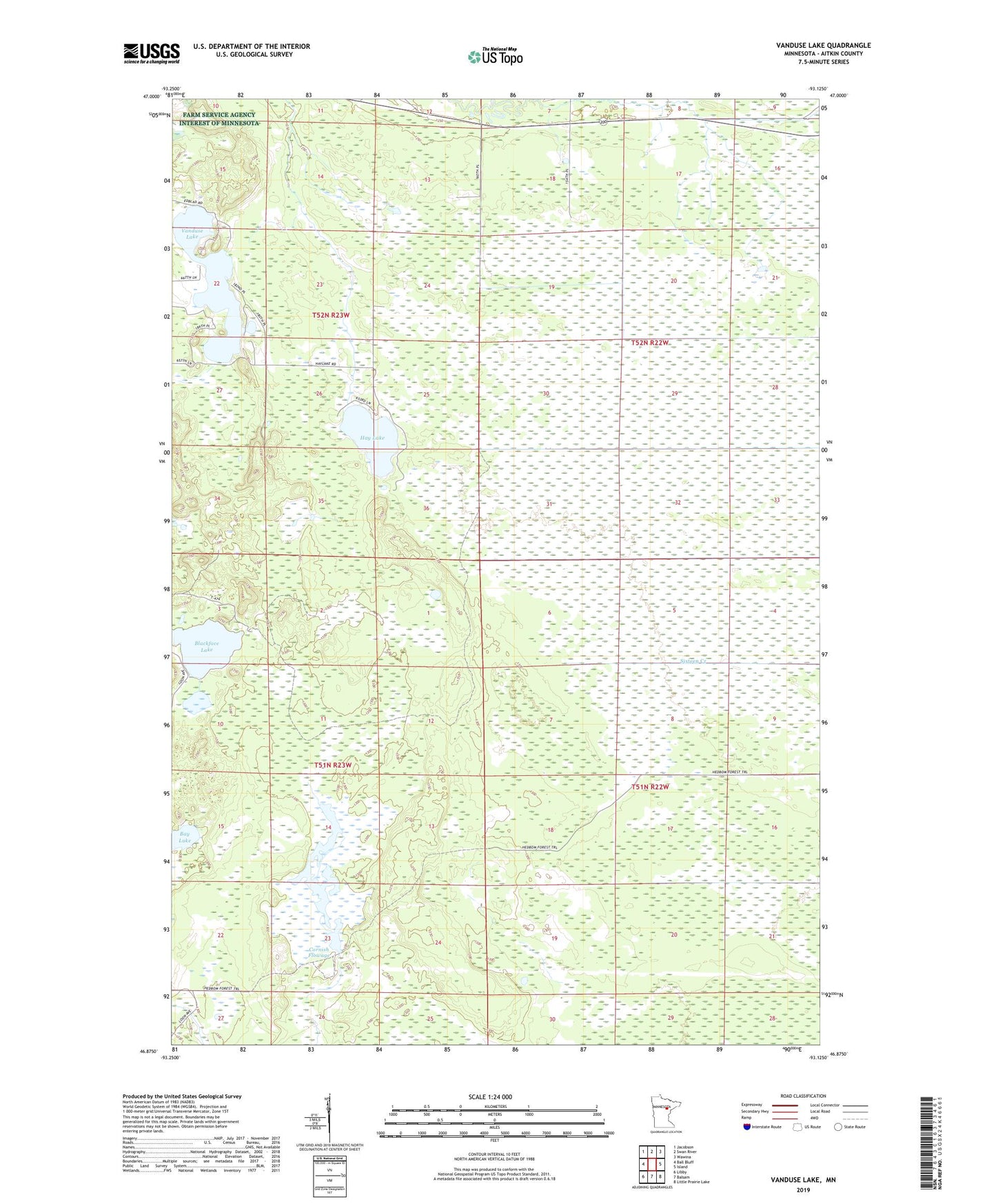 Vanduse Lake Minnesota US Topo Map Image