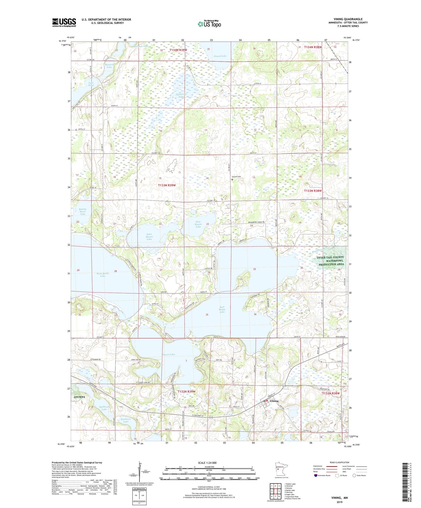 Vining Minnesota US Topo Map Image