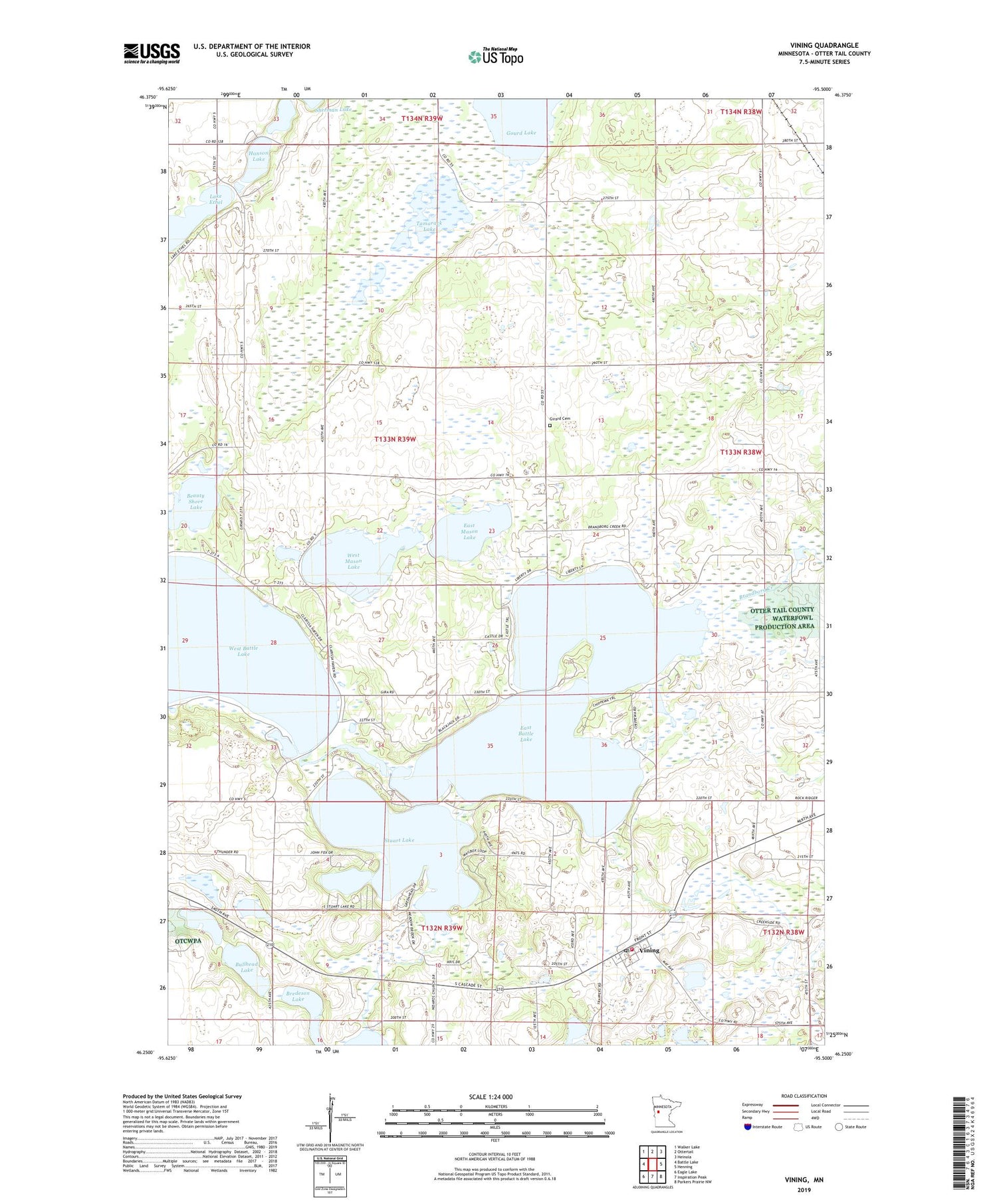 Vining Minnesota US Topo Map Image