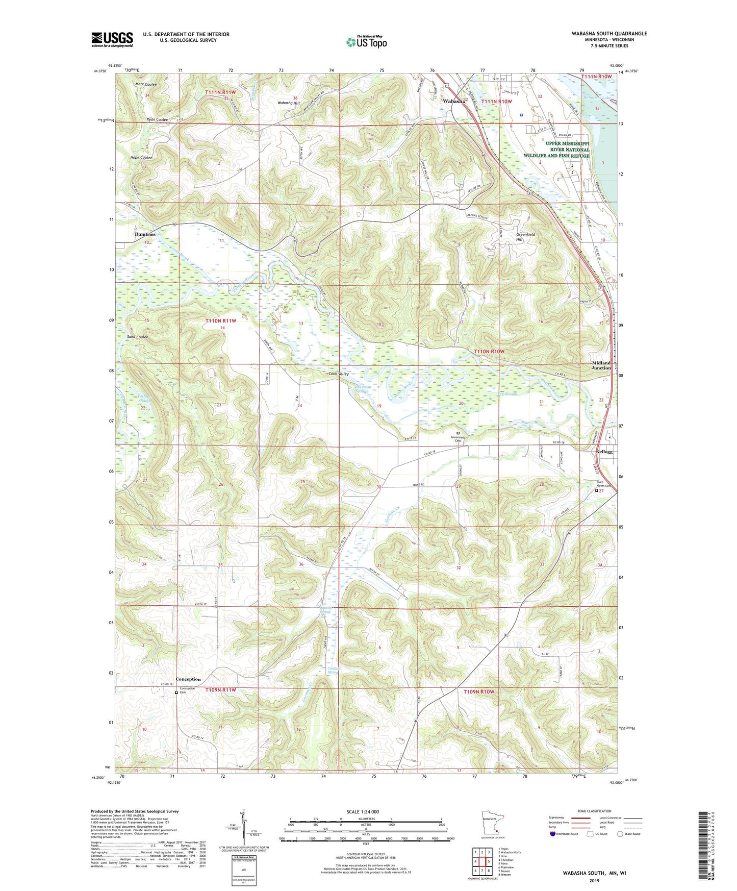 Wabasha South Minnesota US Topo Map Image